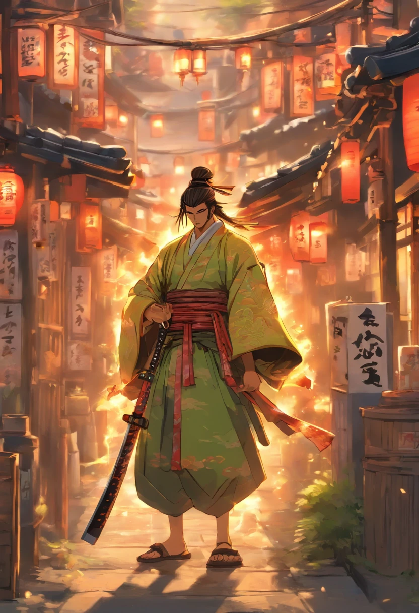 japanese street, Useful Loha, Street food, Japan samurai on the street.in the edo era、