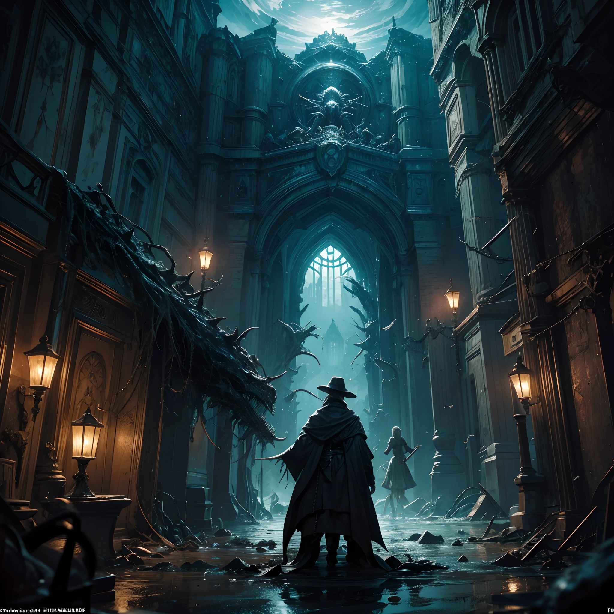 In the desolate and forgotten seaside town of Innsmouth, wo die salzige, Corrosive sea endlessly crashes against crumbled, moosbewachsene Klippen, Eine unheimliche und uralte Gegenwart zeichnet sich ab. The city is shrouded in eternal darkness, as if Heaven itself had abandoned this deserted place.
The decaying architecture of Innsmouth tells a story of faded splendour, with its dilapidated Georgian and Victorian buildings. Signs of former prosperity mingle with signs of neglect, And a sense of impending doom is in the air. Unter den morschen Balken und rissigen pflastersteinen verbergen sich Geheimnisse, die jeden, der sie entdeckt, an den Rand des Wahnsinns.
Die Einwohner von Innsmouth sind ebenso beunruhigend, with their unnatural, fish-like facial features and eyes, die ein Wissen verraten, that is beyond human understanding. Sie bewegen sich in einer unheimlichen, Synchrontanz, as if they were under the rule of antiquity, Wassergottheiten, die in den dunkelsten Tiefen des Meeres leben.
Inmitten des Verfalls und des unheimlichen Schreckens, The sea itself seems to take on a sentient malice. Die Wellen tragen einen jenseitigen Chor von Stimmen, Whispers of cosmic horrors, Und in den Wassern wimmelt es von Kreaturen, die nicht aus diesem Reich stammen, as if the sea had given birth to monstrosities from the abyss.
Der protagonist, Ein ahnungsloser Reisender, who have stumbled upon this nightmarish realm, Fighting with your own mind, as you learn about the city's horrific history and evil forces, die sie verbinden, aufdecken. The line between reality and delusion is blurred, And the ancient evil, that lurks beneath the surface, droht sie zu verschlingen.inspiriert von H.p. Lovecraft und H.R.Giger