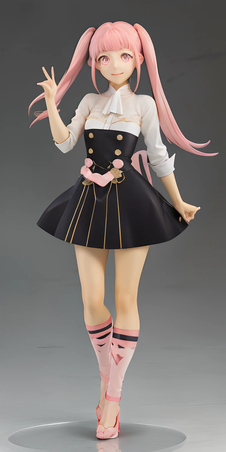 masutepiece, Best Quality, ((Pink eyes)), (fascinated expression)、pink twintails、Fire Emblem Wind Flower Snow Moon Hilda、a smile