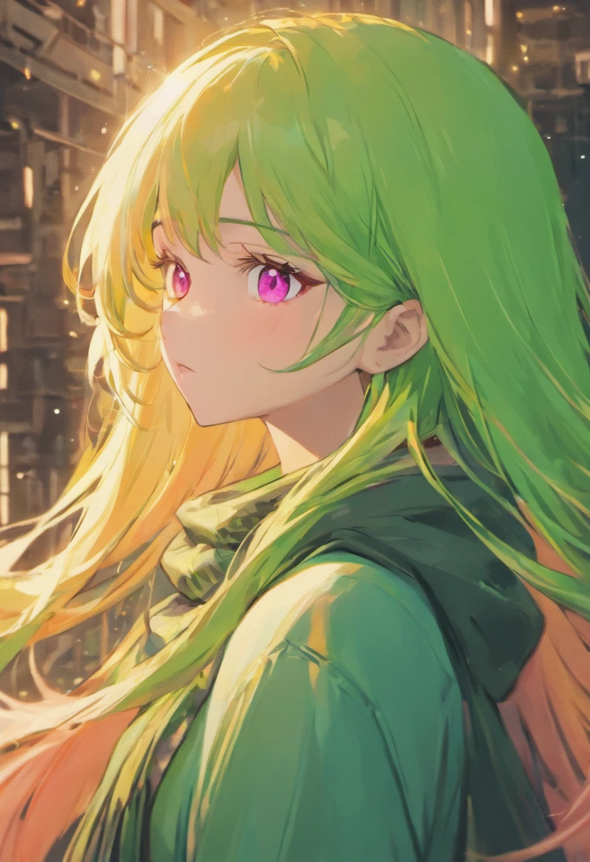 Green eyes, close-up of a person with long pink hair and green scarf, beautiful anime portrait, detailed digital anime art, anime girl with long hair, anime style portrait, detailed portrait of anime girl, beautiful anime art style, detailed anime character art, clean detailed anime art, high quality anime art style, anime girl portrait, beautiful anime girl, cute anime girl portrait