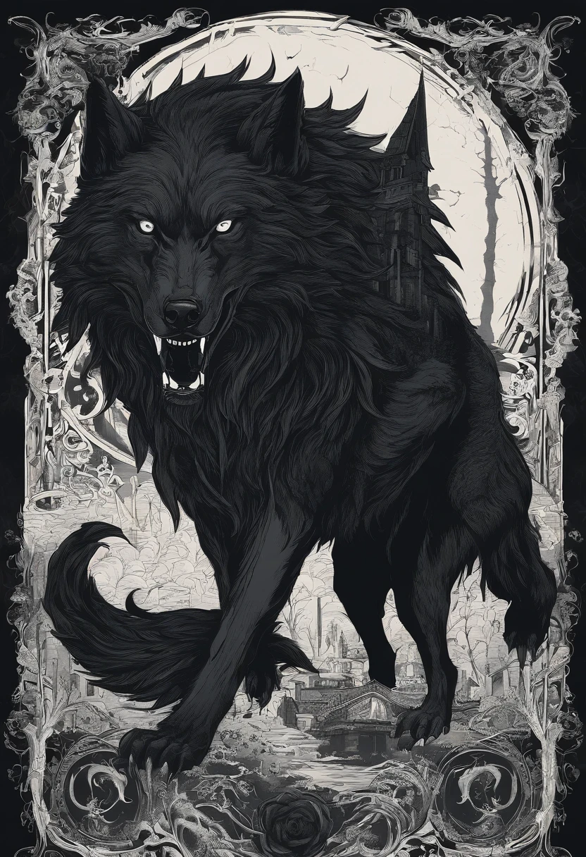 Werewolf Giant Black Humanoid Wolf.