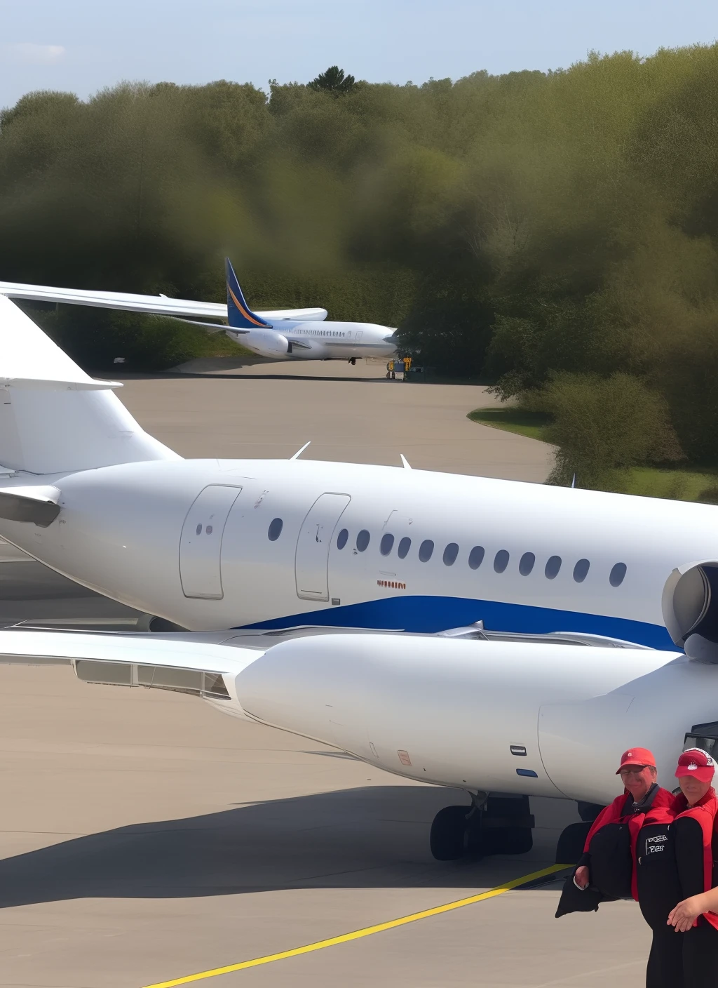 A teacher who is not supposed to come on a school trip is clinging to the plane to go