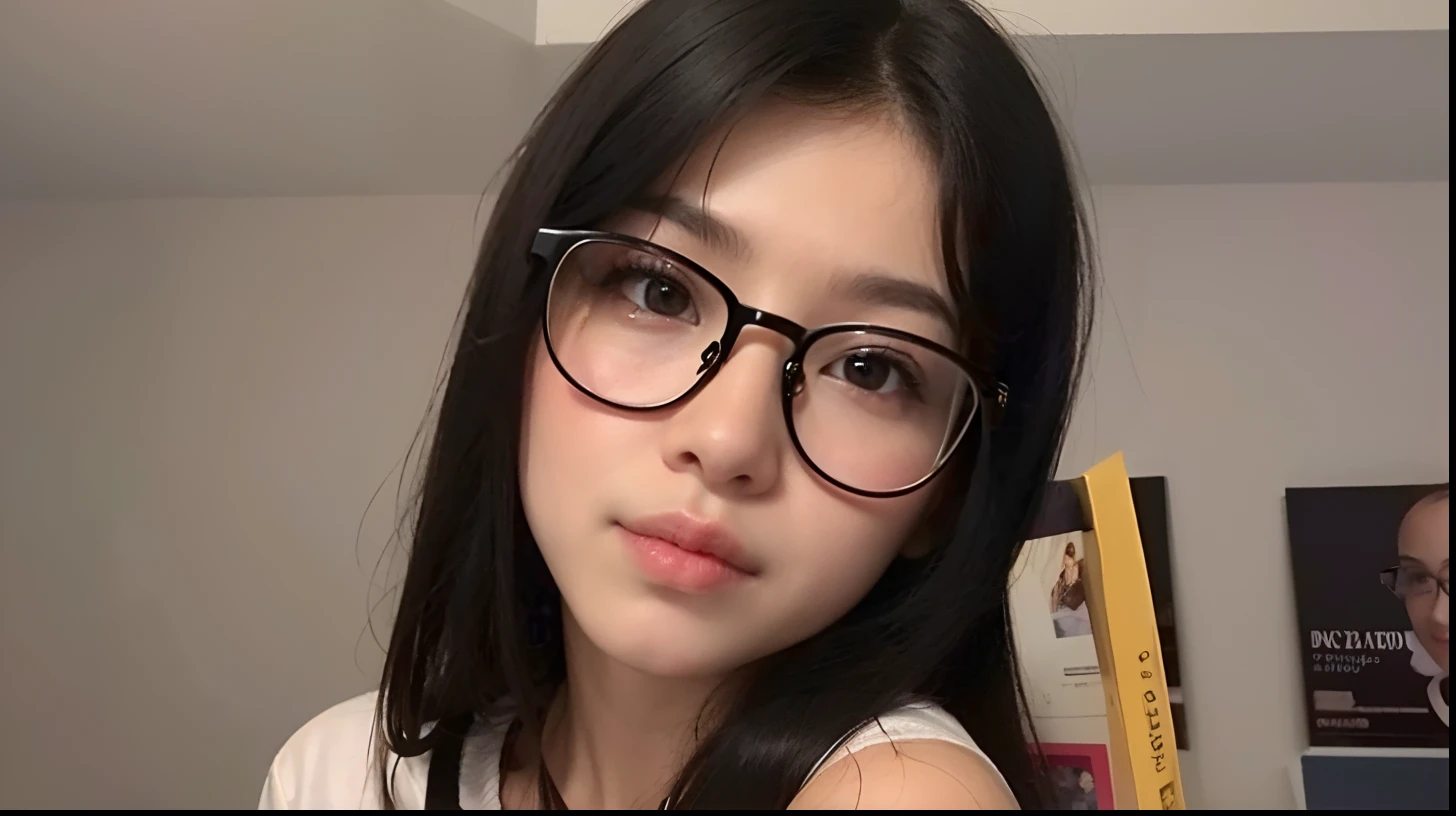 A beautiful glasses girl, get to pee in the street, can't hold anymore, horny face