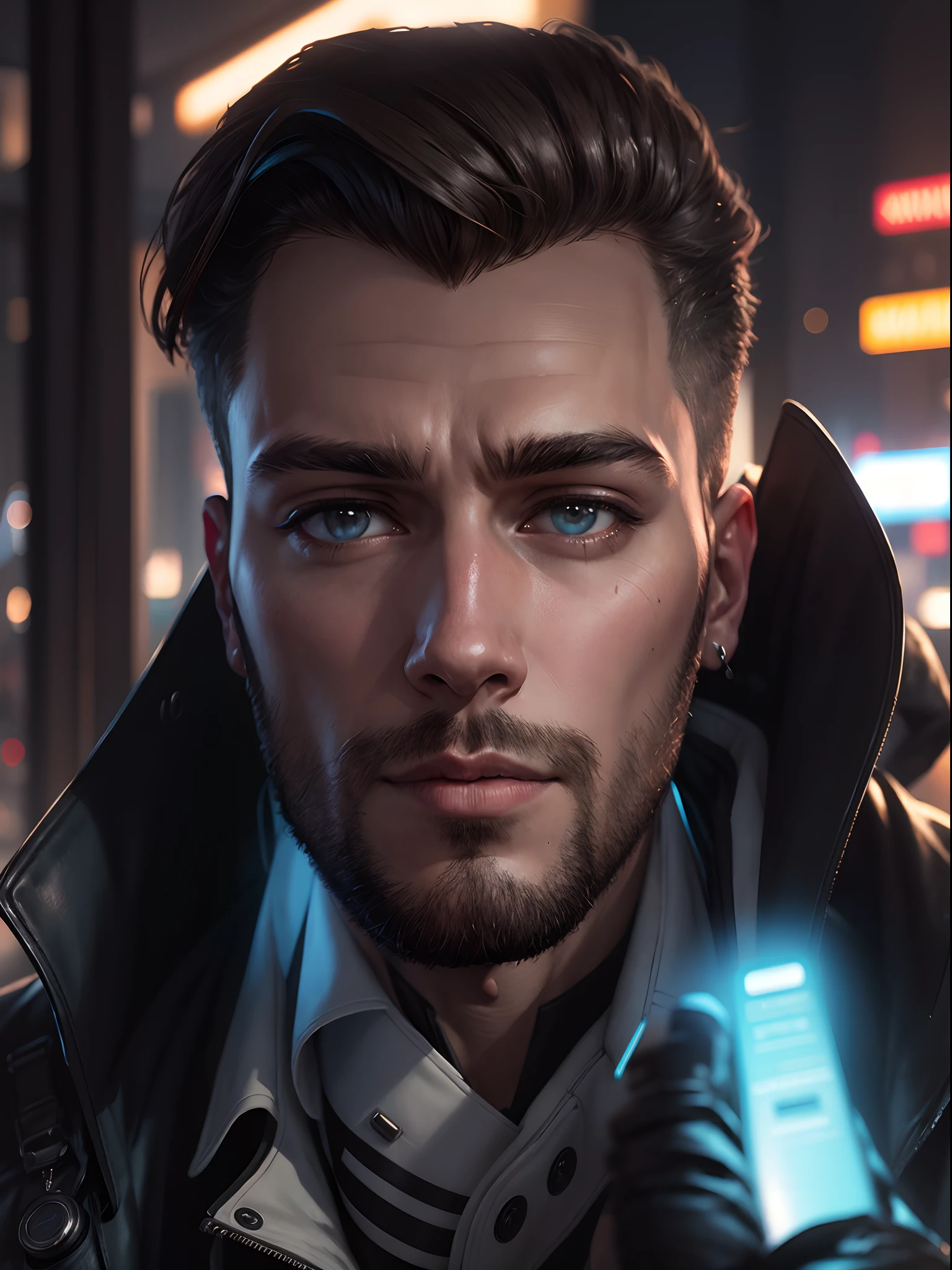 Cyberpunk realistic smart handsome boy 4k sunglasses, coat