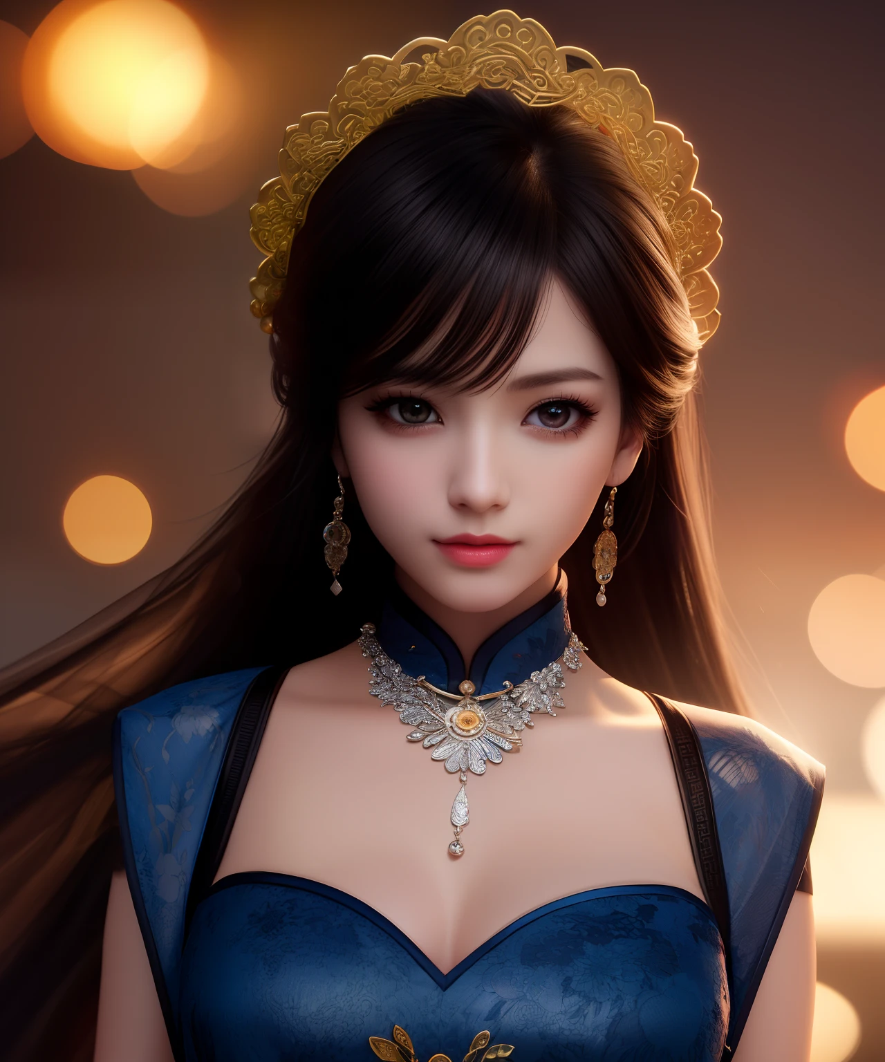 best quality, masterpiece, highres, 1girl,china dress,hair ornament,necklace, jewelry,Beautiful face,upon_body, tyndall effect,photorealistic, dark studio, rim lighting, two tone lighting,(high detailed skin:1.2), 8k uhd, dslr, soft lighting, high quality, volumetric lighting, candid, Photograph, high resolution, 4k, 8k, Bokeh