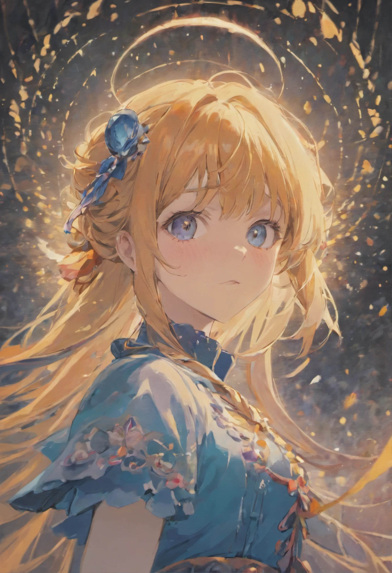(8k, best quality, masterpiece: 1.2), (best quality: 1.0), (ultra-high resolution: 1.0), watercolor, a beautiful woman, (shiny pupils,blue pupils),shoulders, headband, Agnes Cecil, bust portrait, extremely bright design, pastel colors, autumn lights, moody gray, gritty style style Alexei Savlasov, Ivan Shishkin, Ilya Repin, (card retouching: 1.2), 2d, (oil painting: 1.2) highly detailed