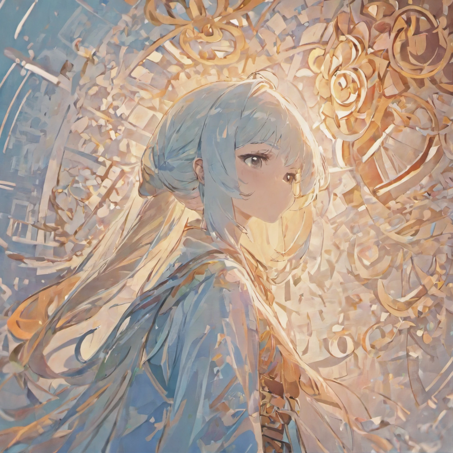 (White background:1.4),(Silhouette of a girl's head, Eyes closed, colorfull long hair, Oriental elements)，(Chinese illustration:1.3，paper art:1.3, Quilted paper art:1.2),( reasonable design, Clear lines, High sharpness,Best quality, Very detailed, masutepiece, movie light effect, 4K )