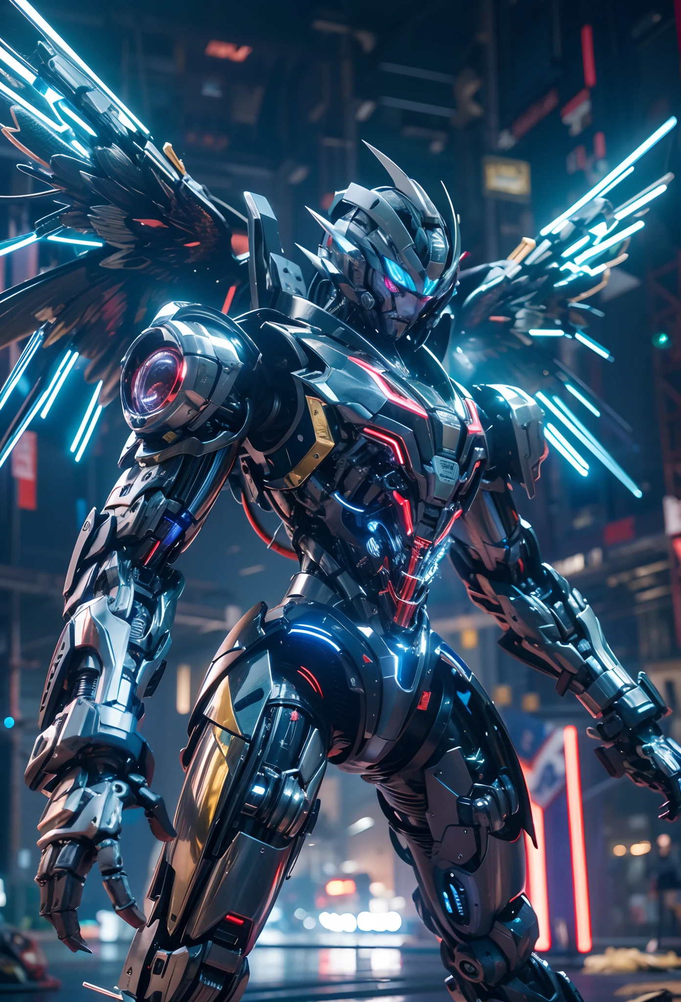 (Best quality, 8K, A high resolution, tmasterpiece:1.2), （Ultra-detailed), (anthropomorphic turtle)，(Cybertron futuristic mechanical female bald eagle), （Battle Angel ta），full bodyesbian, dreamy glow，luminous neon lights，High-tech mechanical parts,Metal claws and wings,Metal heads and pecks,Metal feathers,Extremely cool,Metal legs,Bionic eye,Detailed feather design,sharp beak,hovers in mid-air,Electric blue and bright purple,Vivid glowing eyes,Reflective metal surface,Interlocking mechanical gears,Dynamic and stylish design,motion blur effect,meticulous craftsmanship,Sci-fi atmosphere,Streamlined aerodynamic shape,Laser scanning pattern,holographic projections,Light-emitting circuit lines,hauntingly beautiful,Otherworldly precision,Advanced sensors,Complex algorithms,Ominous and mysterious atmosphere,electric sparks,Shiny chrome plating,Futuristic propulsion system，独奏，Medium shot，concept-art, Fantasy theme,voluminetric lighting, Global illumination, Reflection, hyper HD，The light is bright，RGB colors，vibrant with colors, Mecha musume，McCorg gear