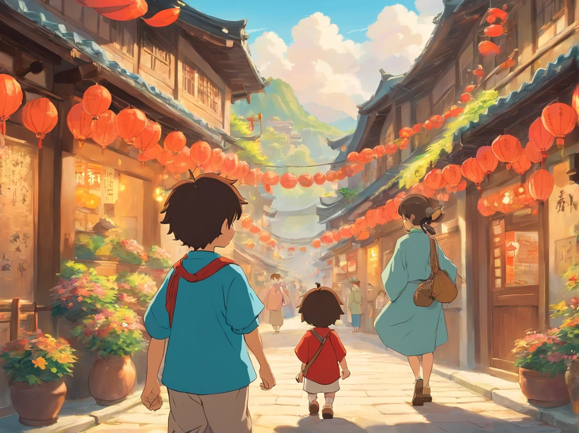 The little boy came to his hometown in the Guangxi Zhuang Autonomous Region，It is the special holiday of March 3。The whole village is filled with a festive and convivial atmosphere。