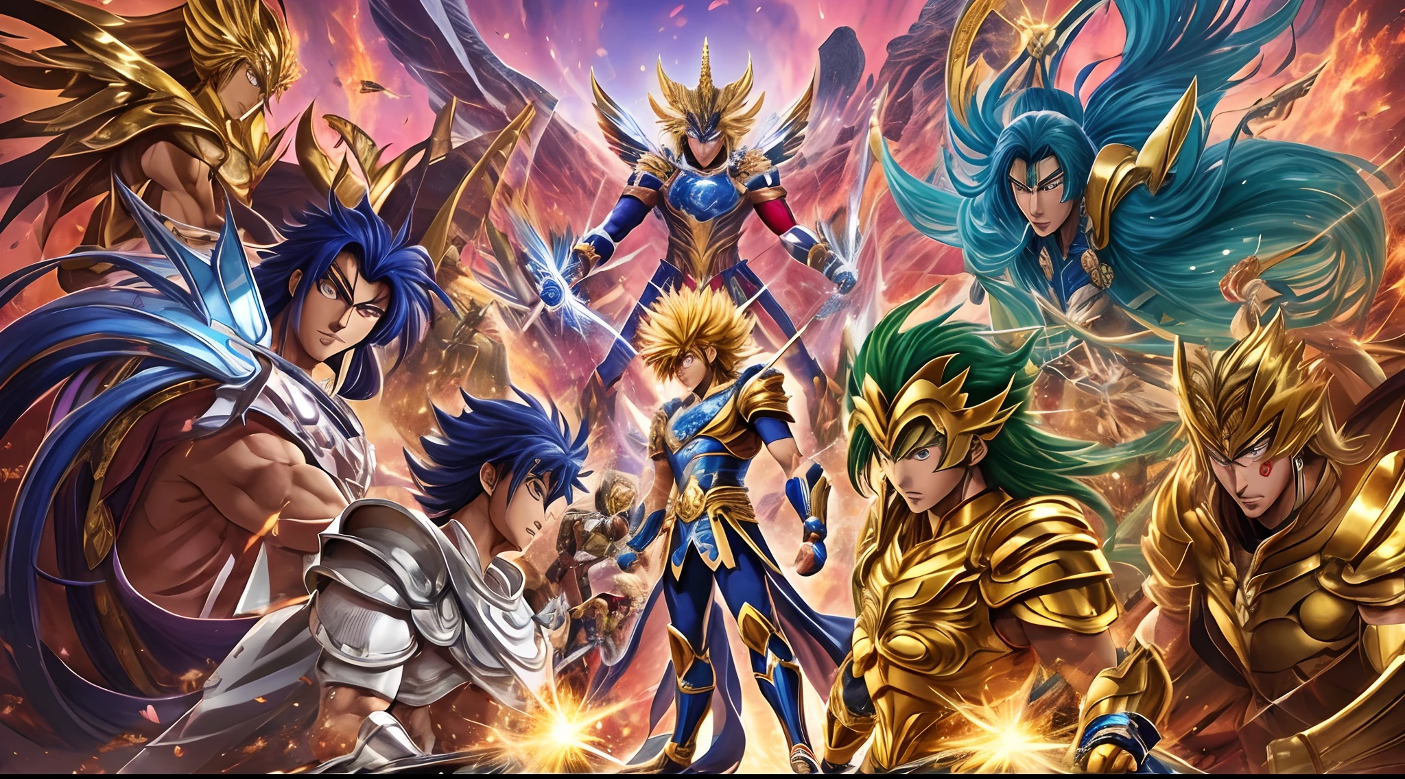 Saint Seiya: Knights of the Zodiac. forced to go to the Sanctuary in Greece ,five character Pegasus-Seiya Gygnus-Hyoga Andomeda-Shun Dragon-Shiryu,Pheonix-Ikki,face-off 12 Gold Cloths by Masami Kurumada, playful 3D animation style disneys Pixar,very detailed --auto --s2