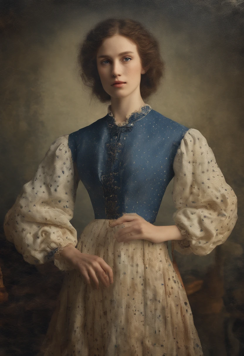 (symmetry),centered, a ((fermer)) un portrait,(jeune femme ), une jeune femme blanche avec le visage de Marguerite Moreau, mince avec de beaux cheveux chatains clair ,Dressed in a long white and blue dress,35 mm, peau nu naturelle, Detail of clothing, Texture 8k, 8k, insane detail, intricate high detail, hyperdétaillés, Realstic, soft cinematic light, Hdr, mise au point nette, ((((cinematic look)))), complexe, elegant, highly detailed