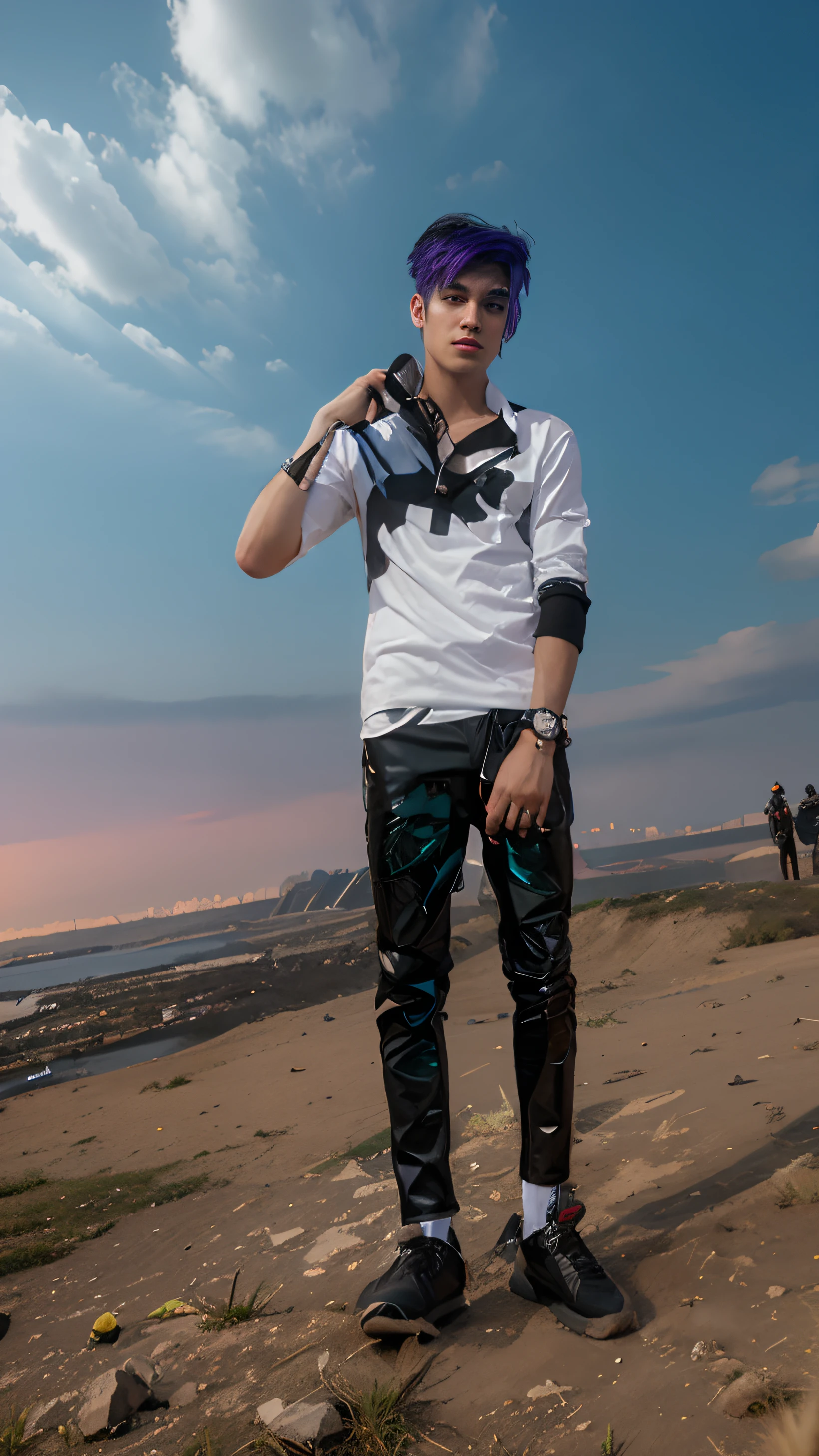 Background change cyber punk, Handsome boy