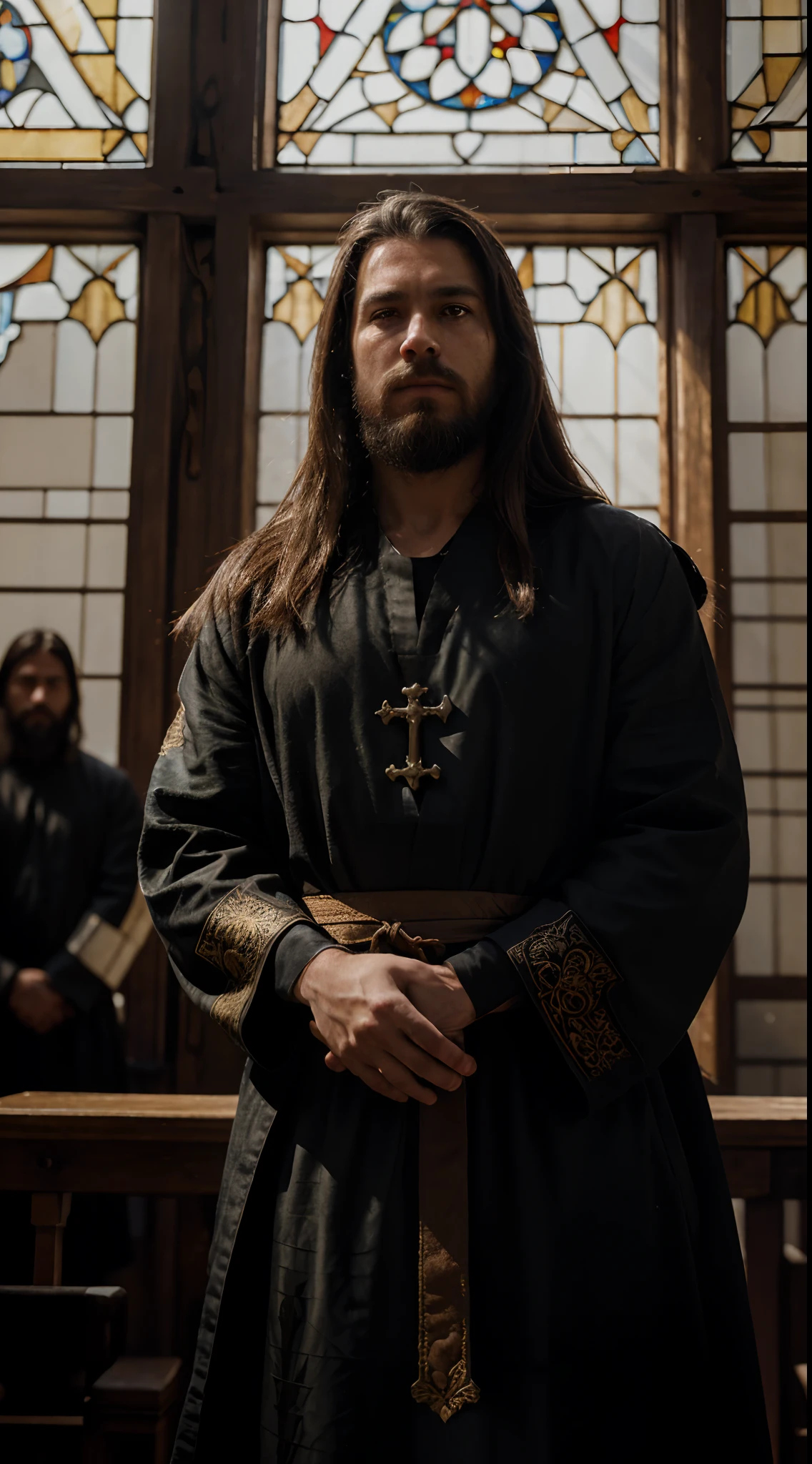 [(best quality,4k,8k,highres,masterpiece:1.2),ultra-detailed,(realistic,photorealistic,photo-realistic:1.37),HDR,(sharp focus:1.1),professional,vivid colors,bokeh],portrait,Medieval art,execution scene,religious theme,beheading,history,tension,courage,bravery,noble,historical accuracy,dramatic lighting,expression,emotional eyes,graceful hands,facial details,bloody scene,sunlight streaming through windows,gentle breeze,shadowy background,solemn atmosphere,saint,executioner,blade,attention to minor details,brocade robe,flowing beard,medieval architecture,tense anticipation.