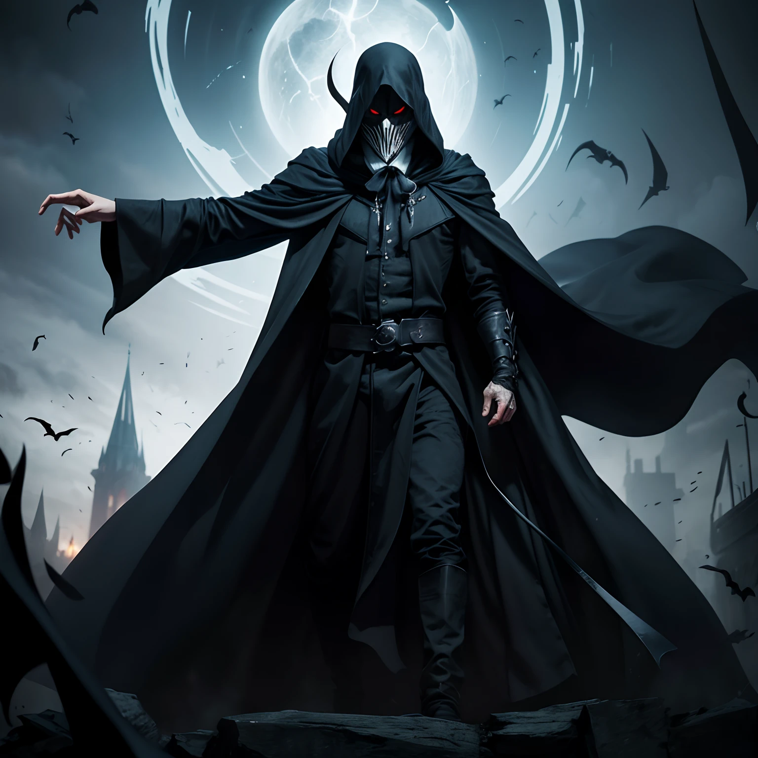 A phantom in a cloak with resembles of a grim reaper and spawn mix
