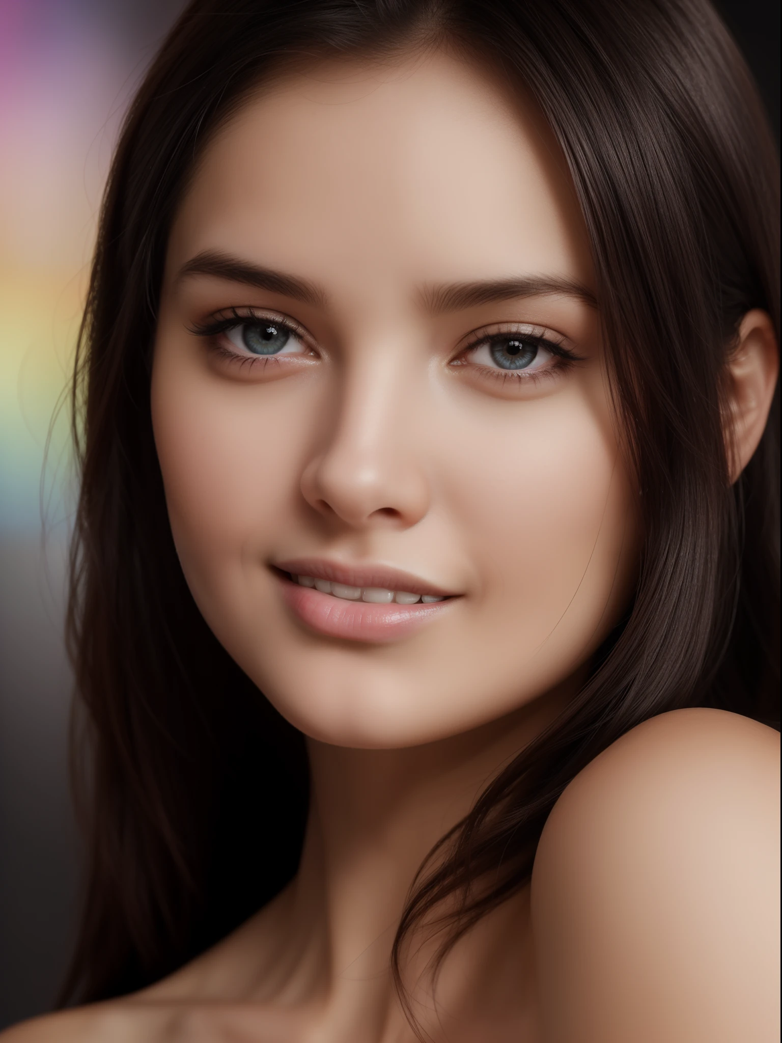 ((portrait, extreme close-up, facial view)),(best quality,4k,8k,highres,masterpiece:1.2),ultra-detailed,(realistic,photorealistic,photo-realistic:1.37),(1girl),(18years old),[the face is combination of (((irene1:1.2))) and (((Excella_er5:1.2)))],(sharp focus:1.5),pearl skin,(skin pores:1.1),extremely detailed face and skin texture,(skin texture:1.1),black hair,vibrant colors,(colorful),(film grain:1.3),(simple dark background),joyful expression,romantic flat backdrop,angelic ethereal beauty,studio photography,professional photography.