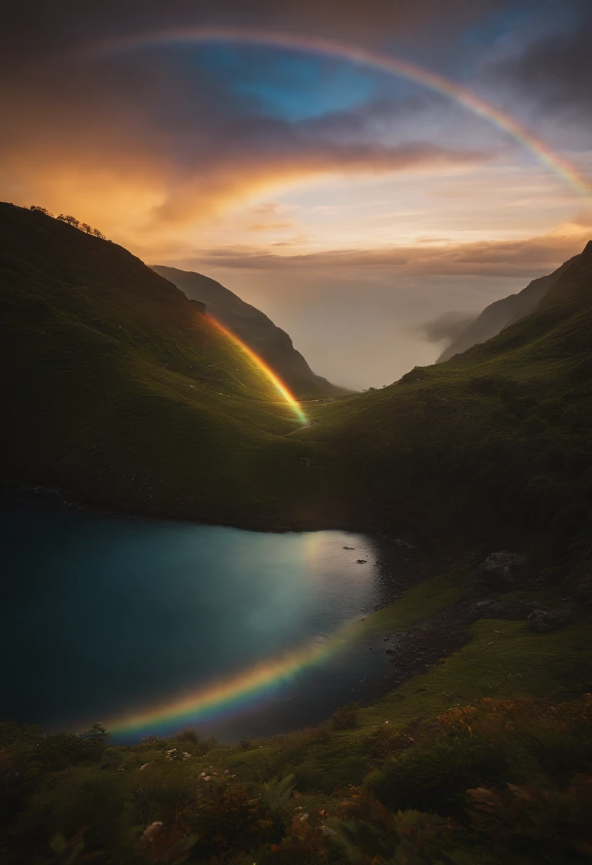 Close-up of iridescent circle in the sky. The scene features a rainbow resembling air.、Filled with iridescent clouds. This is such a colorful haven. Clouds are iridescent、Illuminated by the holy halo. The scene has、Also included are clear iridescent galaxies and stormy seas. I see a rainbow in the sky, Surrounded by a synchrotron halo of light. The scene has、There are also ethereal rainbow nimbass and bright rainbow ninbus, As well as prism halo. A space that shines in rainbow colors, Illuminated by the Light of Heaven. This is、One of the most beautiful images ever created.