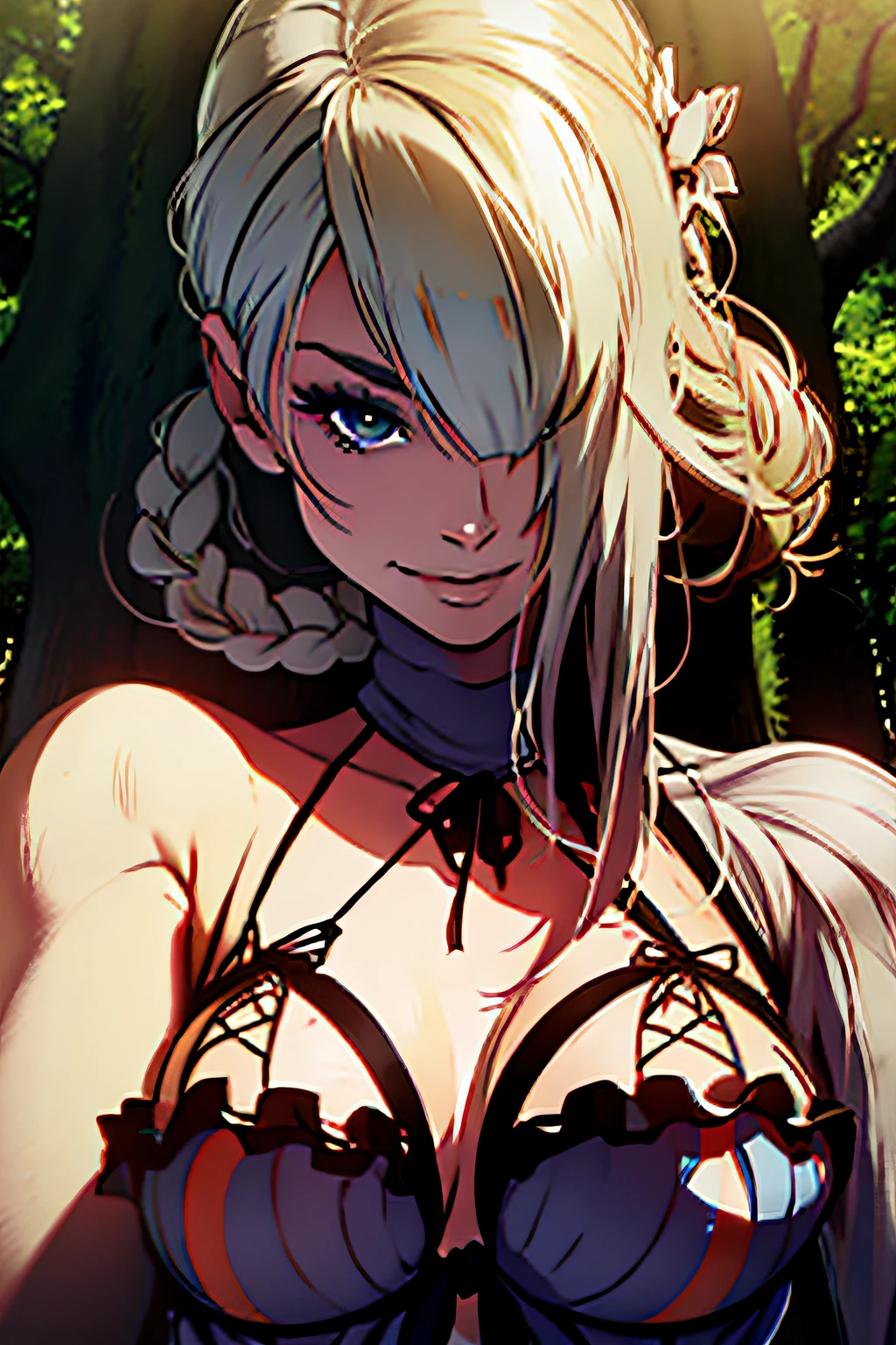 kaine, confident, smirk, forest, focus on face