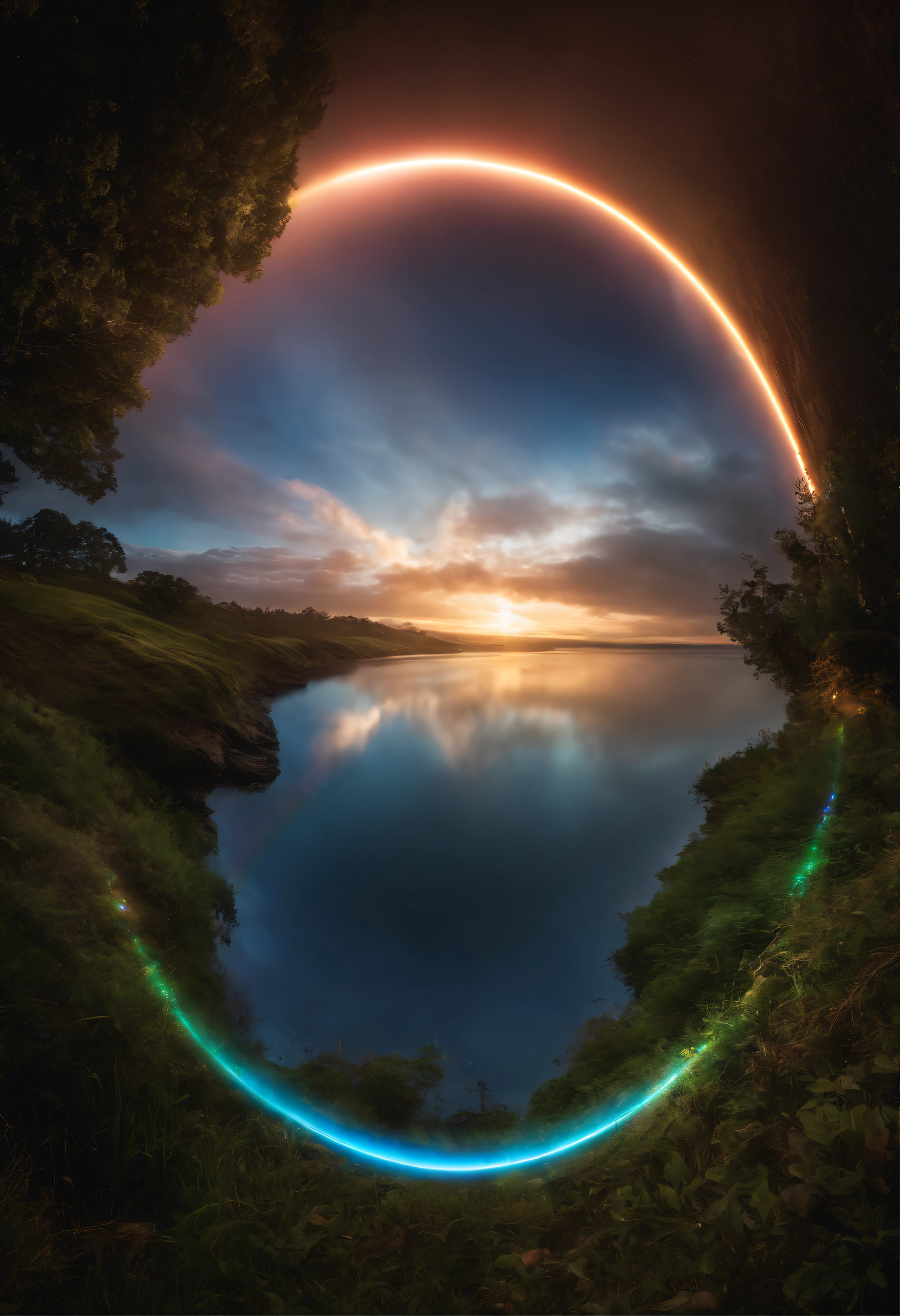 Close-up of iridescent circle in the sky. The scene features a rainbow resembling air.、Filled with iridescent clouds. This is such a colorful haven. Clouds are iridescent、Illuminated by the holy halo. The scene has、Also included are clear iridescent galaxies and stormy seas. I see a rainbow in the sky, Surrounded by a synchrotron halo of light. The scene has、There are also ethereal rainbow nimbass and bright rainbow ninbus, As well as prism halo. A space that shines in rainbow colors, Illuminated by the Light of Heaven. This is、One of the most beautiful images ever created.