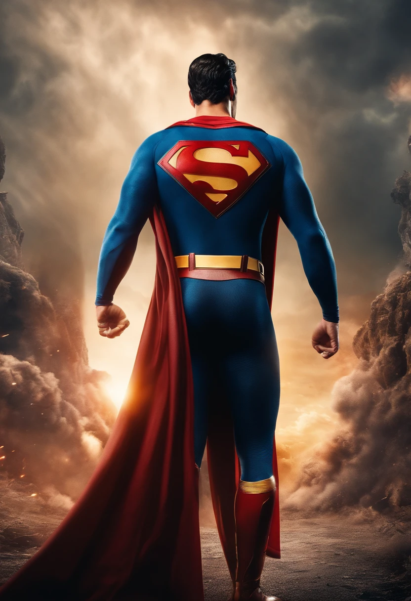 SuperMan fighting Captain Homeland , realista, 4k, foto real, cinemactic, rosto detalhado, SET ATMOSPHERE, poderes