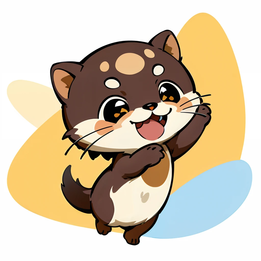 (masutepiece:1.2, High quality), Little otter, Detailed otter, Adorable otter, Smiling otter, Children's book style illustration, It features a simple, Cute, various, flat-colors , Solo、Cartoon style illustration、an animated character、sticker design、Mascot Design Illustration、Telegram sticker、kawaii eyes、Beautiful eyes、moist and clear eyes、Open mouth、Smiling smile、with a pure white background、White background、Ultra-high-definition 3D、Beautiful in every detail、At 8K、Cute、anthropomorphic、Filter Software、Best Quality、Character characters、 official artwork, Lori, anime style portrait, anime moe art style, 2 d anime style, Cute art style, Stylized anime, Anime Art Style, Anime style. 8K, anime style 4 k, Anime Art Style, digital anime art!!、Vigorous、A charming smile、dynamicposes、 official artwork、fluffly、Baby otter、Vigorous、A charming smile、raise the front paws、Dancing otter、dynamicposes、((​masterpiece))、(((top-quality))、Chibi Chara