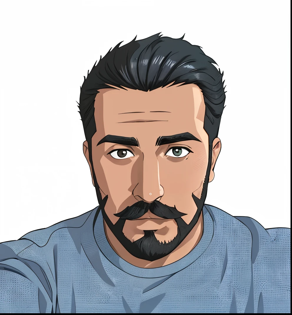 arafed man with a beard and a mustache looking at the camera, frontal picture, 8k selfie photograph, headshot profile picture, david rios ferreira, very very low quality picture, avatar image, taken in the early 2020s, in front of a black background, profile picture, pablo amaringo, with a small beard, aykut aydogdu