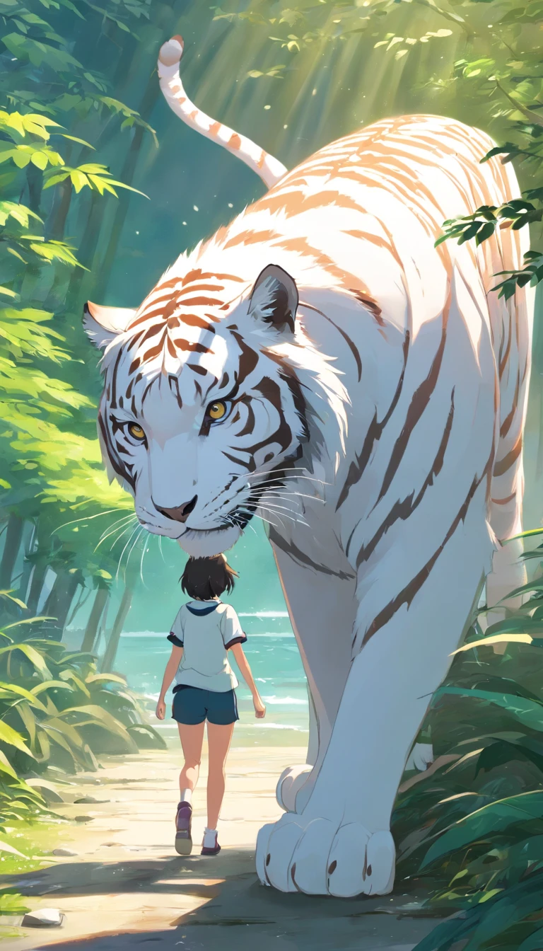 best qualtiy, tmasterpiece, 超高分辨率, realisticlying,the white tiger,wide angles
