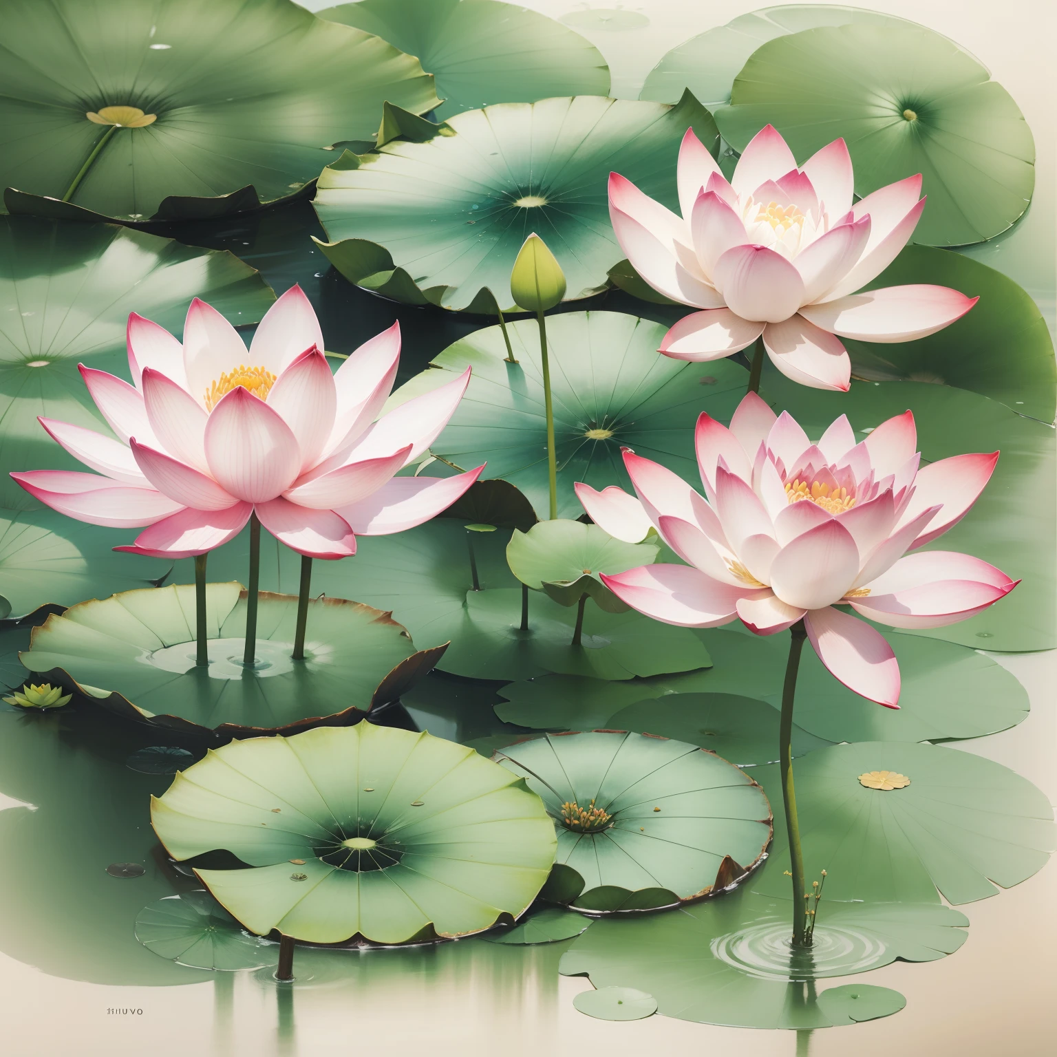 best quality)), Shuimobysim, Pintura tradicional chinesa, Aquarelas, Two lotus flowers, Don't be characterized, water ink, Cor reduzida, Cinzas, filigrana, Apenas preto e cinza, 4k, master part
