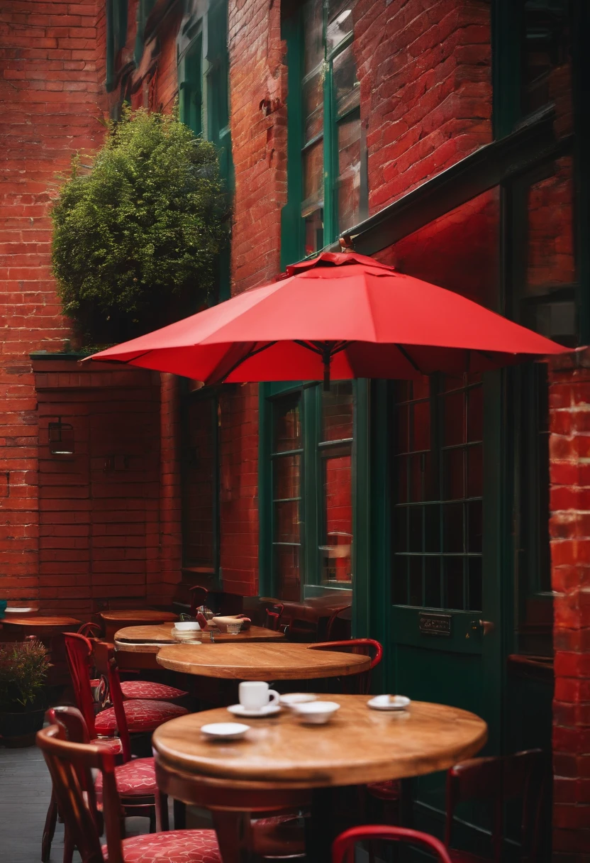 coffee shop,Red brick wall