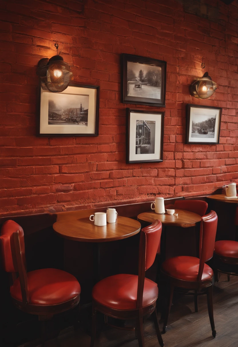 coffee shop,Red brick wall