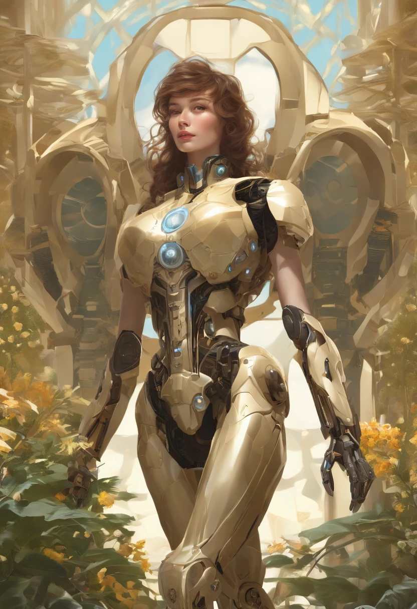 (Girl,Artificial intelligence mech,Irregular geometric bones throughout the body,Semi-mechanical and semi-plant organisms,Full body overlook:1.55),Light novel cover illustration style,Illustration design:Alphonse Mucha,The perfect form of Michelangelo's sculpture,Realistic rendering of retina proportions,Photorealistic rendering,The macroscopic microbial Big Bang,grow,spread,Deformed evolution,Body painting of a full body mystery symbol,Girl with war rune Chinese calligraphy vector information magic array,Accompanied by a perfect dome of the sky, Quantum projection of quantum states of various weapons,