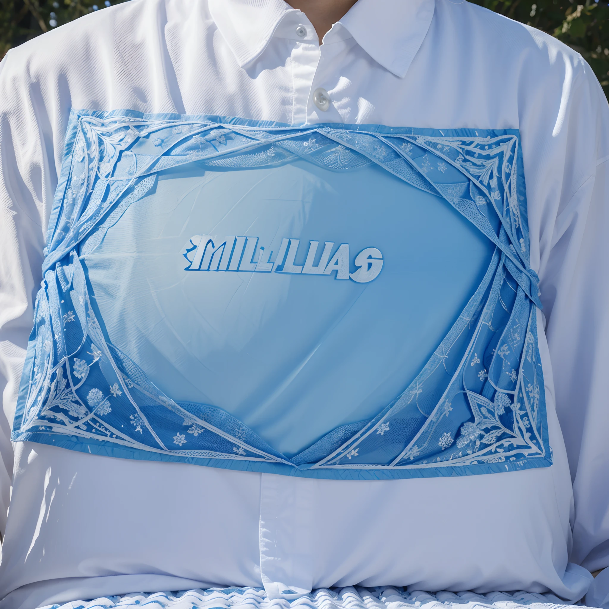 A banner with ice pattern and name "Ealls" au millieu en bleu