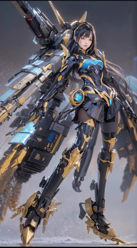((ultra real detailed.mecha-girl) (Masterpiece, Top quality, Best quality, offcial art, Beauty and aesthetics: 1.2), Very detailed, Colorful, Most detailed, branches,mecha-girl, （Mards）mecha-girl（canyons）， （Linen Future Mecha Girl）， Angry fighting stance， looking at the ground， Batik linen bandana， Crane pattern long sleeve garment，Mecha Maiden Canyon（Abstract propylene splash：1.2）， Dark clouds lightning background，Sprinkle with gold mecha girl powder（realisticlying：1.4），Black color hair，Flour fluttering，rainbow background， A high resolution， the detail， RAW photogr， Sharp Re， Nikon D850 Film Stock Photo by Jefferies Lee 4 Kodak Portra 400 Camera F1.6 shots, Rich colors, ultra-realistic vivid textures, Dramatic lighting, Unreal Engine Art Station Trend, cinestir 800，Flowing black hair,（（（mecha-girl）））