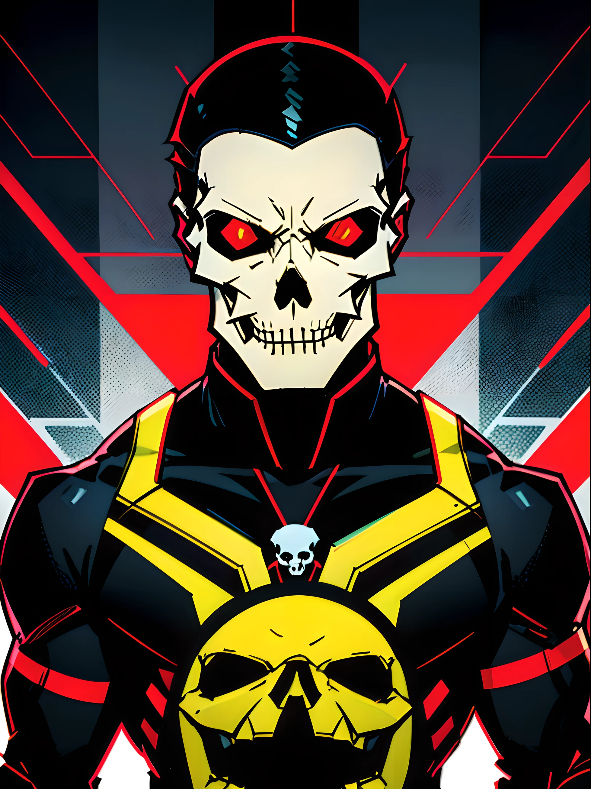 The shape of the skull in the electronic pattern, one, Male, yellow and red color