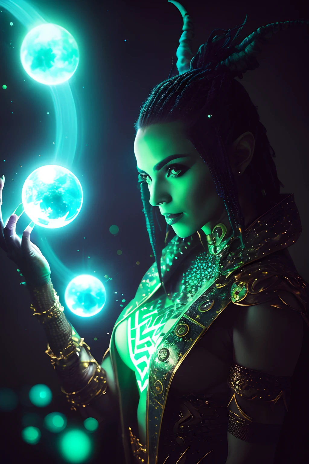 (papel de parede 8k extremamente detalhado), An average photo of an alien female necromancer, intrincado, alto detalhe, Dramatic