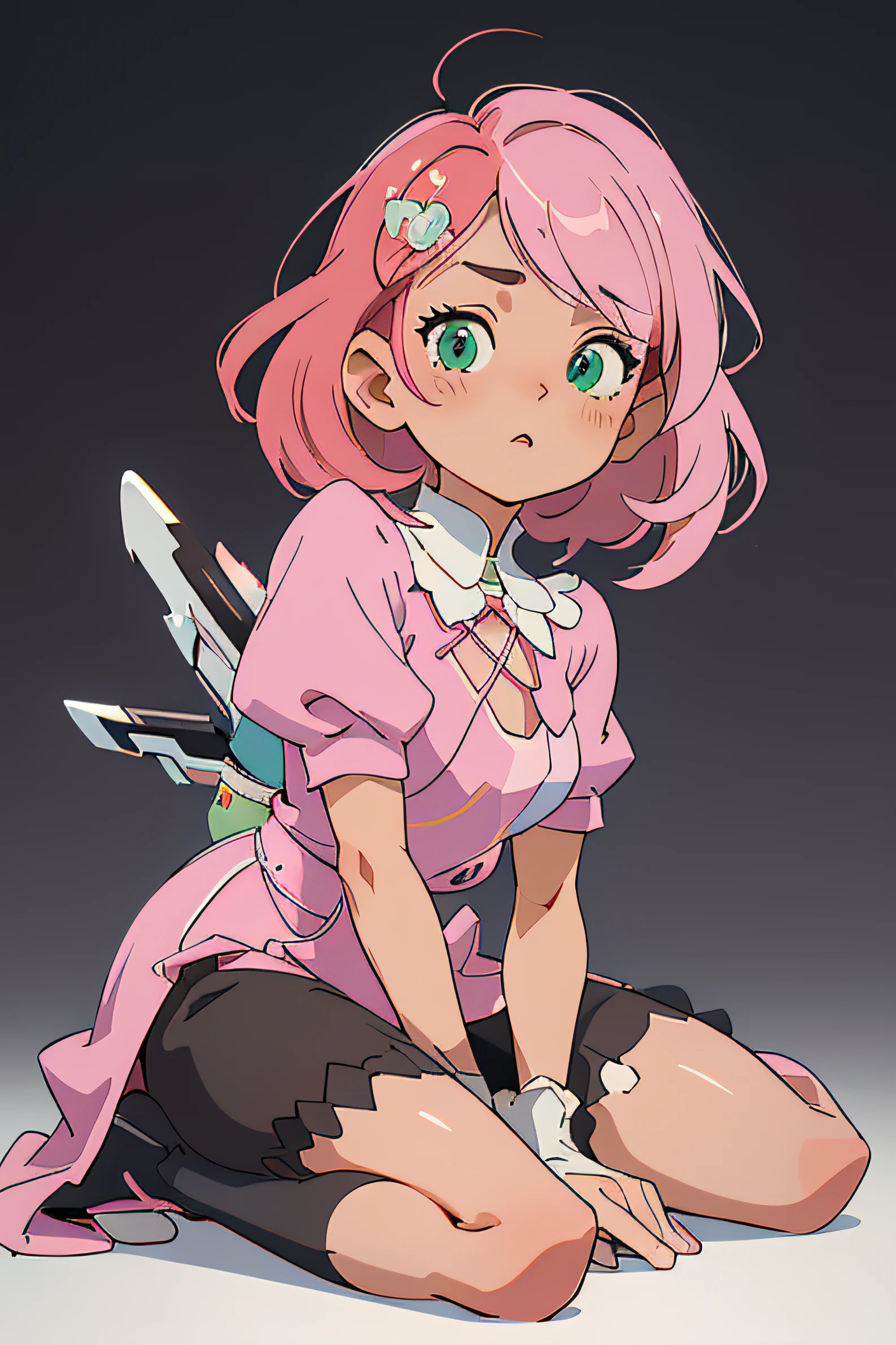 Alisa bosconovitch, melhor qualidade, contemporary, estilo plano, minimalismo, Green Eyes Flat Illustration, cabelo rosa, cabelo curto, cabelos multicoloridos, Camisa Preta, mechanical wings, Head Portrait Close-U, peito pontudo, decote, super decote, middlebreasts, Tekken,cabelo rosa pastel, 1girl, em quimono, hand-painted,Desenho de linha sem cor, colorida do yandere pastel, Tekken, Super cute pink girl hair with gothic makeup on the side, com roupa de empregada,figura esbelta,robusto,He sat on the floor,Vestido com roupas de empregada rosa e branco,cabelos muito curtos,com orelhas de gato,quadratic element,, kawaii cor-de-rosa na roupa da era de 1910, Alisa Bosconovich pink lips, no estilo da paleta de cores suave aurorapunk, an anime illustration of his face, gifs animados, hand drawn animation, charming sketches, suave e brilhante, romantismo nebuloso, Estilo Superflat, fundo branco - ar 1:1 - niji 5 - estilo expressivo --s 50 ,menina kawaii cor-de-rosa na roupa da era de 1920