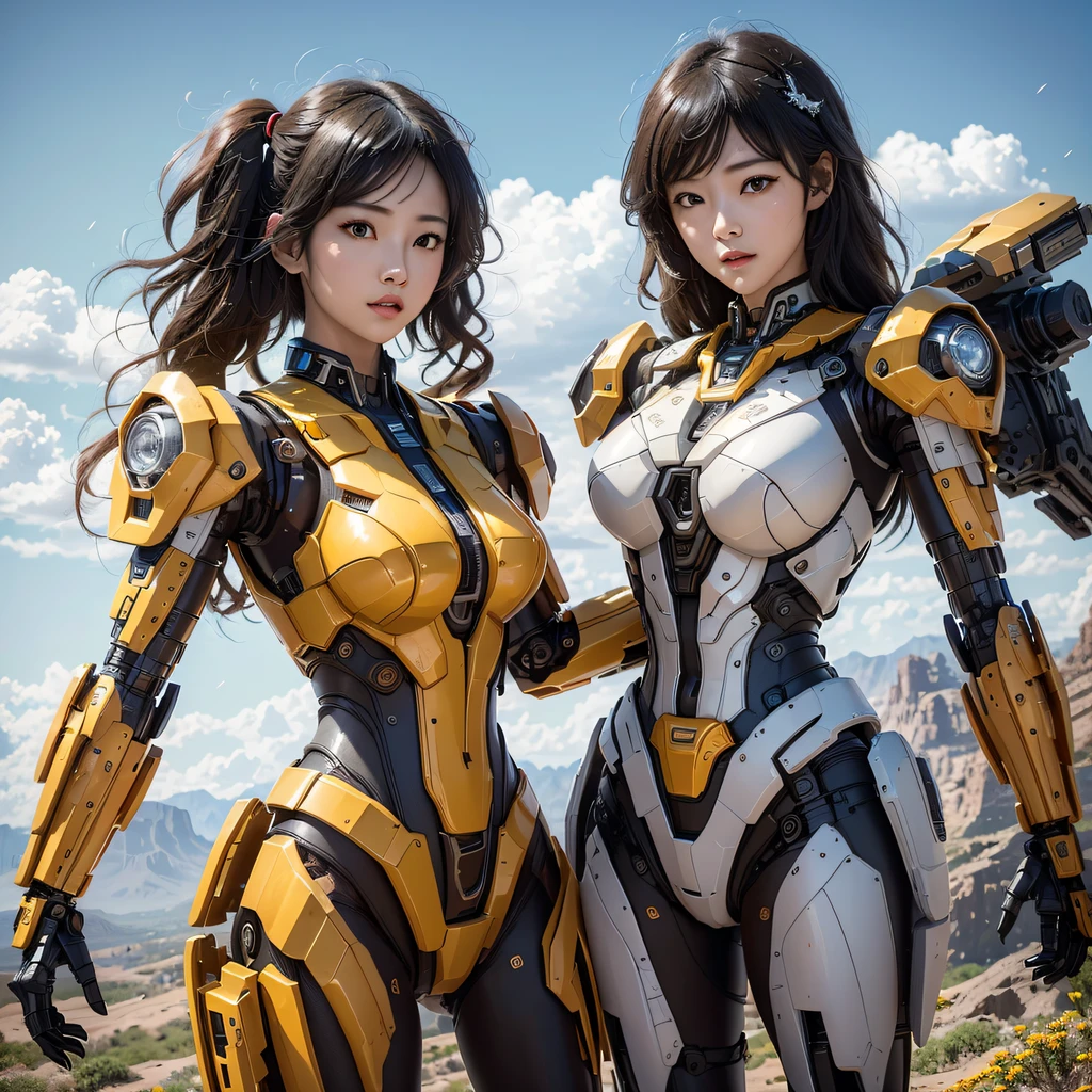 Bright orange mech((ultra real detailed.mecha-girl) (Masterpiece, Top quality, Best quality, offcial art, Beauty and aesthetics: 1.2), Very detailed, Colorful, Most detailed, branches,mecha-girl, (Mards)mecha-girl(canyons), (Linen Future Mecha Girl), Angry fighting stance, looking at the ground, Batik linen bandana, Crane pattern long sleeve garment,Mecha Maiden Canyon(Abstract propylene splash:1.2), Dark clouds lightning background,Sprinkle with golden mech girl powder(realisticlying:1.4),Black color hair,CG Giants,, Realistic secret manga girl rendering, detailed face of a asian girl, Reality in the secret world, Smooth CG art, Realistic. Cheng Yi, Realistic secret style, A lovely secret rendering, Rendu portrait 8k, Render character art 8 K, Kawaii realistic portrait,,Flour fluttering,rainbow background, A high resolution, the detail, RAW photogr, Sharp Re, Nikon D850 Film Stock Photo by Jefferies Lee 4 Kodak Portra 400 Camera F1.6 shots, Rich colors, ultra-realistic vivid textures, Dramatic lighting, Unreal Engine Art Station Trend, cinestir 800,Flowing black hair,(((mecha-girl)))