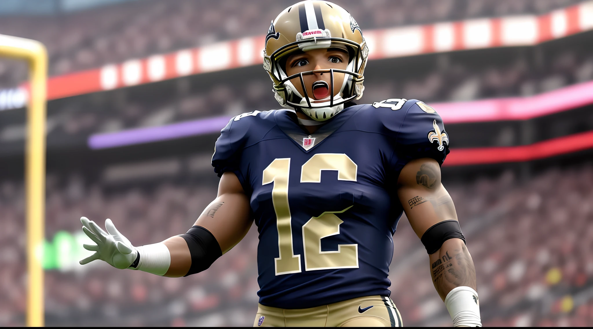Drake Maye in a Saints uniform