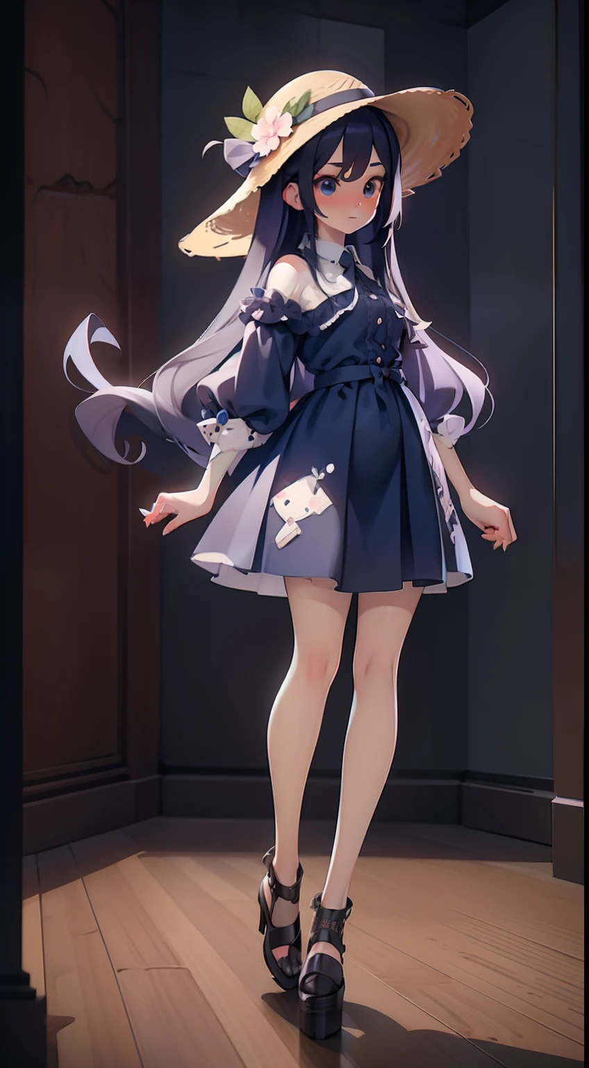 3d animemasume,Black long hair anime girl in straw hat, style of anime4 K, a beautiful anime portrait, Anime moe art style, Anime art wallpaper 4k, Anime art wallpaper 4 K, High quality anime art style, Anime style portrait, Guviz, Guviz-style artwork, Detailed digital anime art, Anime art wallpaper 8 K, Cute anime girl portrait full body portrait