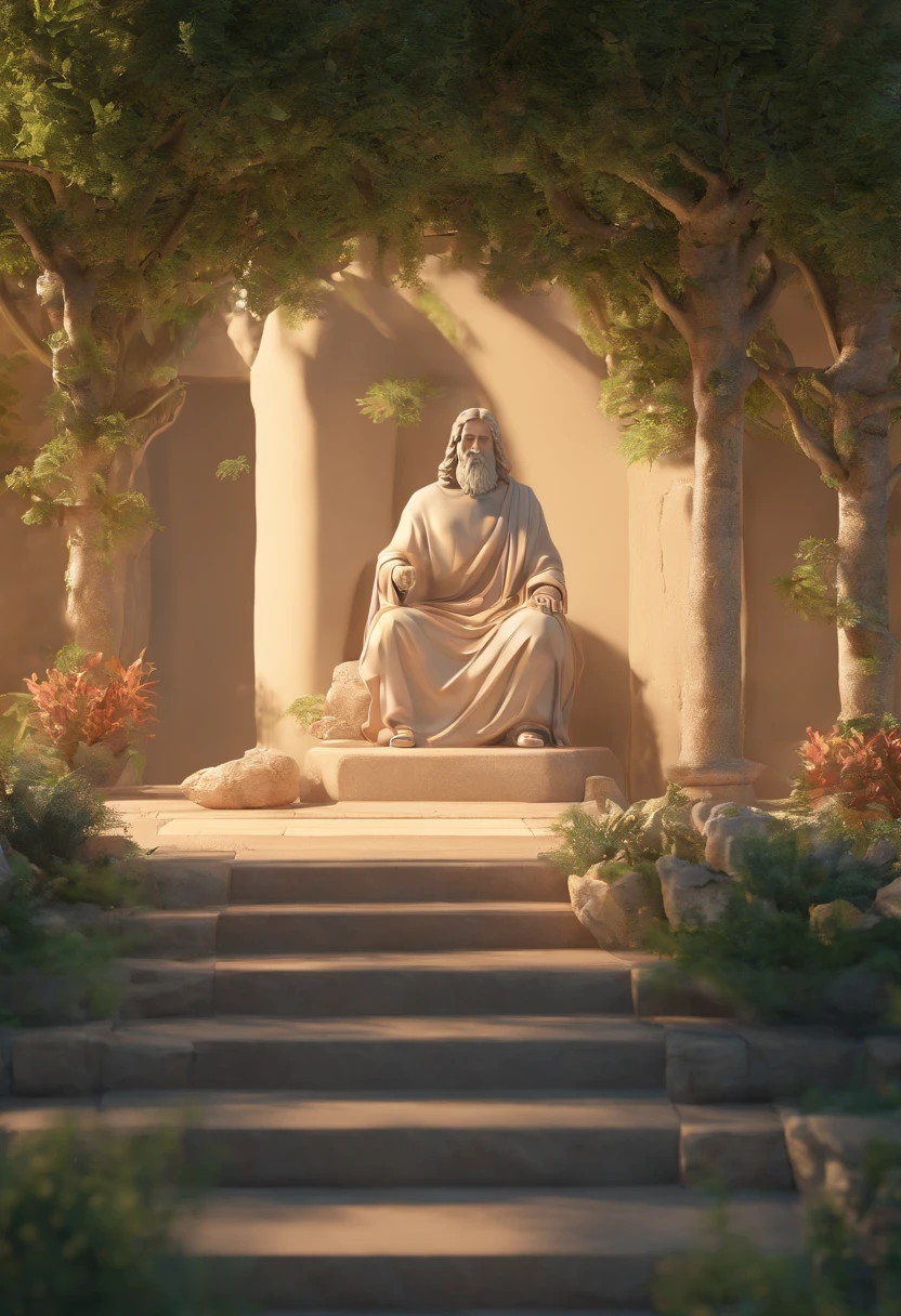 The Lord Jesus Christ sits in the garden