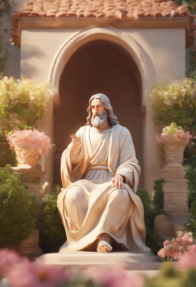 The Lord Jesus Christ sits in the garden