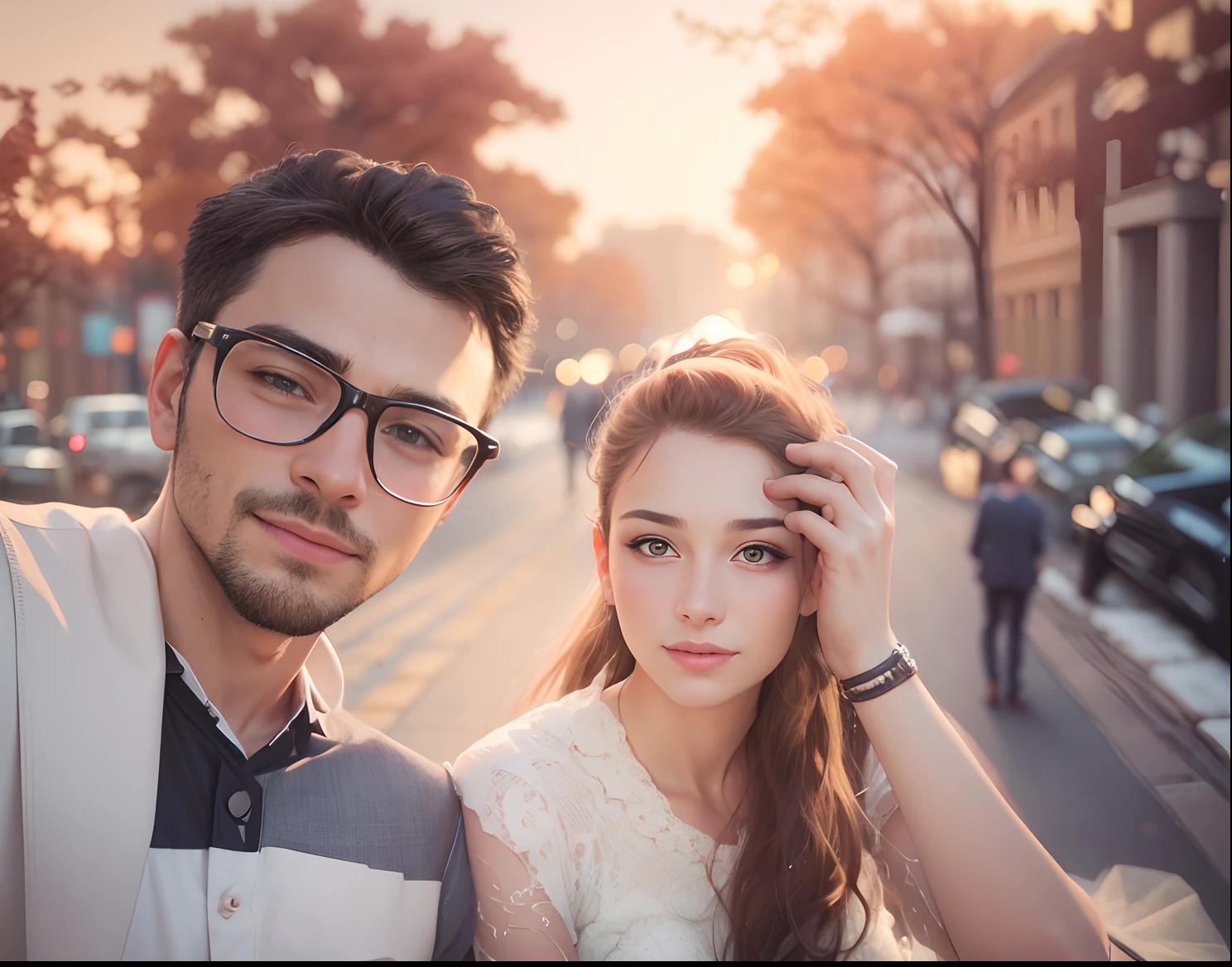 Couple portrait, (man and woman:1. 3) a woman hugging a man in a city, lovely couple, stock photo, couple pose, attractive photo, beautiful portrait photo, photo of a beautiful photo, very beautiful, stock image, romantic couple, man and woman in love, museum quality photo, marketing photo, portrait photo up close, wedding photo, portrait of couples
