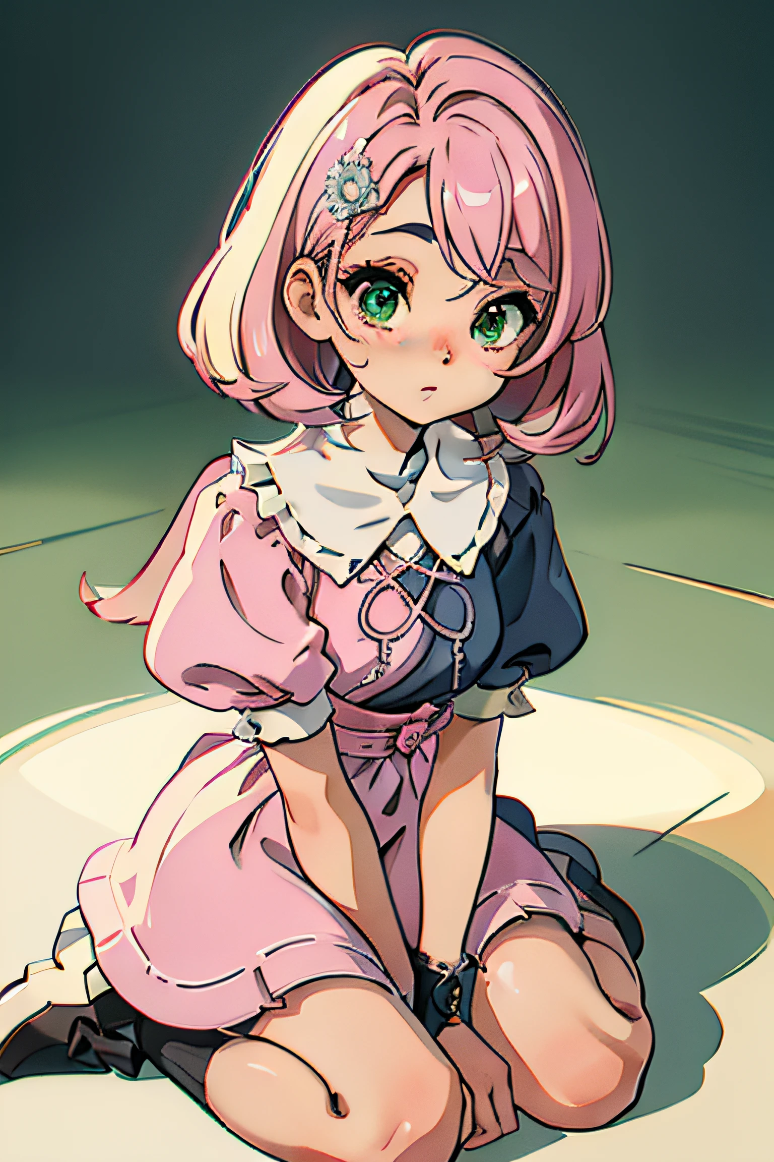 CAlisa bosconovitch, melhor qualidade, contemporary, estilo plano, minimalismo, Green Eyes Flat Illustration, cabelo rosa, cabelo curto, cabelos multicoloridos, Camisa Preta, mechanical wings, Head Portrait Close-U, peito pontudo, decote, super decote, middlebreasts, Tekken，cabelo rosa pastel, 1girl, em quimono, hand-painted，Desenho de linha sem cor, colorida do yandere pastel, Tekken, Super cute pink girl hair with gothic makeup on the side, com roupa de empregada，figura esbelta，robusto，He sat on the floor，Vestido com roupas de empregada rosa e branco，cabelos muito curtos，com orelhas de gato，quadratic element，, kawaii cor-de-rosa na roupa da era de 1910, Alisa Bosconovich pink lips, no estilo da paleta de cores suave aurorapunk, an anime illustration of his face, gifs animados, hand drawn animation, charming sketches, suave e brilhante, romantismo nebuloso, Estilo Superflat, fundo branco - ar 1:1 - niji 5 - estilo expressivo --s 50 ,Pink kawaii girl in 1920s era clothesPink Eagles, vestindo uma camisa branca brilhante, no estilo da paleta de cores suave aurorapunk, an anime illustration of his face, gifs animados, hand drawn animation, charming sketches, suave e brilhante, romantismo nebuloso, estilo superflat, fundo branco - ar 1:1 - niji 5 - estilo expressivo --s 50