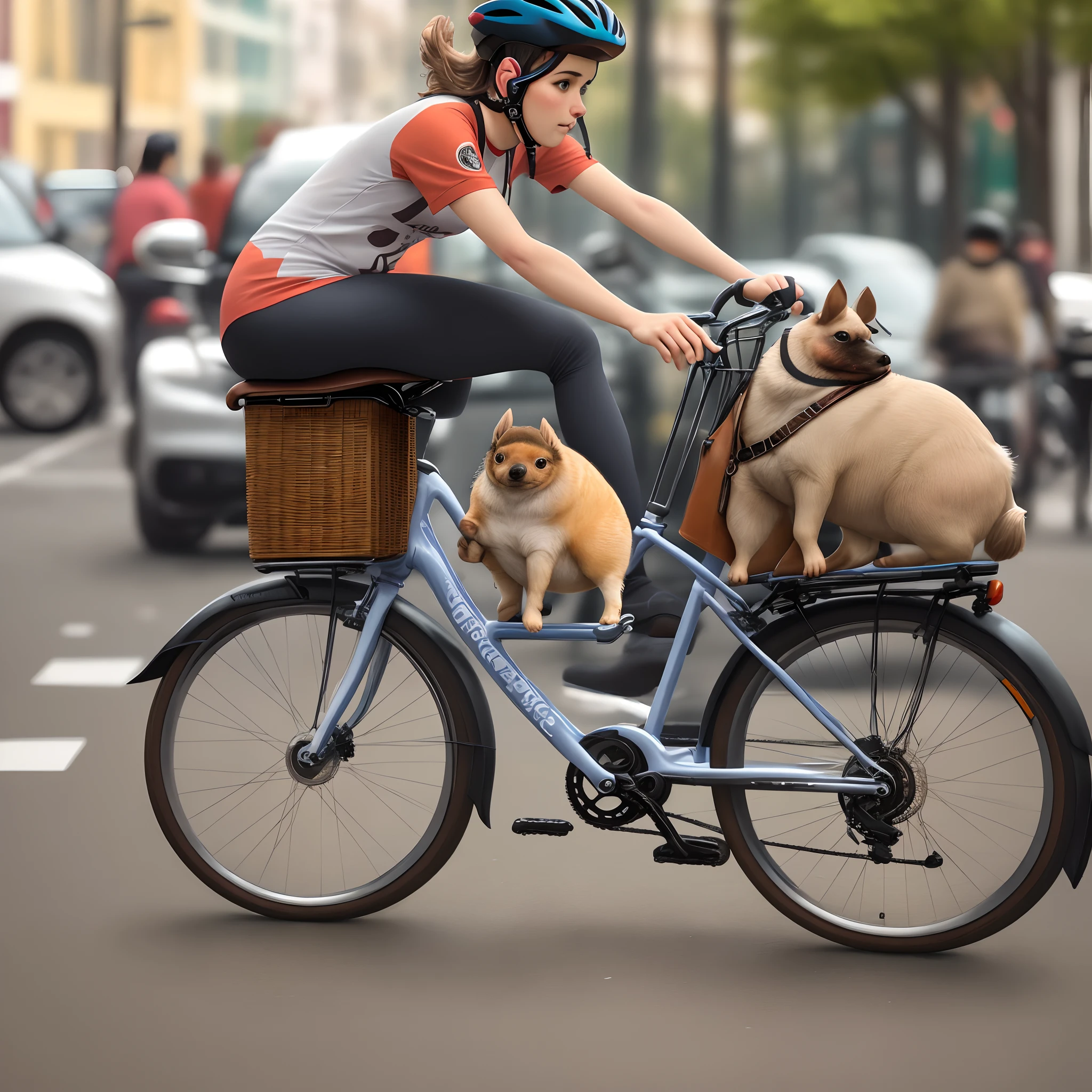Porco a andar de bicicleta