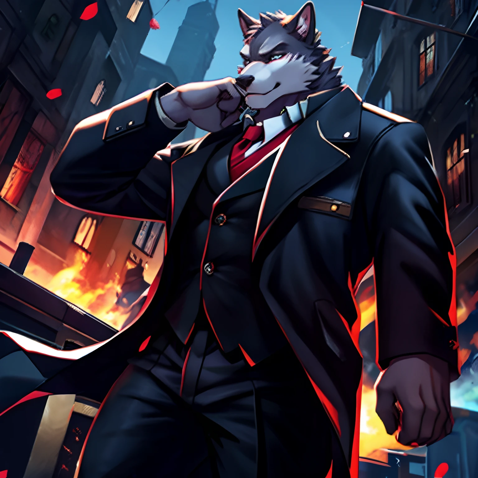 a black trench coat，hitman，Fury，furry