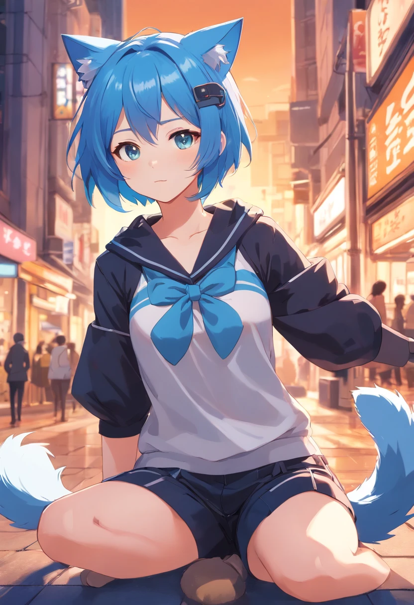 anime character with blue hair and black and white outfit posing, anime girl with cat ears, cute anime catgirl, beautiful anime catgirl, anime catgirl, anime moe artstyle, mikudayo, very beautiful anime cat girl, girl with cat ears, trending on artstation pixiv, from arknights, anime style 4 k, anime cat, sexy, masterpiece, 4k, 8k