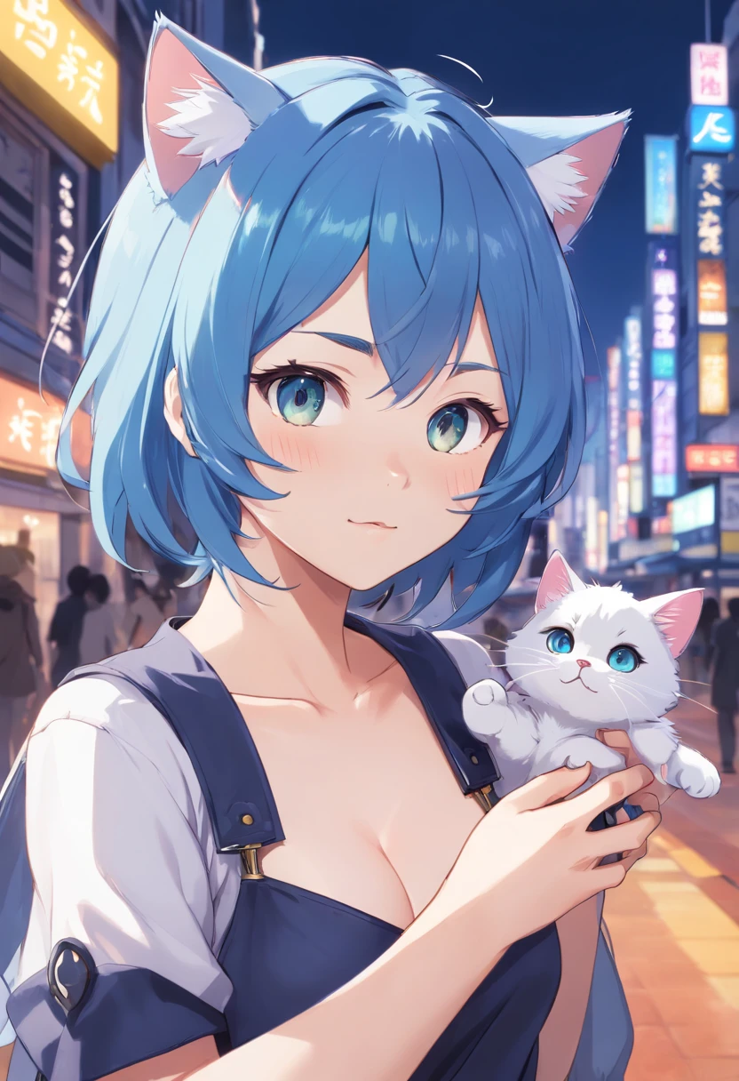 anime character with blue hair and black and white outfit posing, anime girl with cat ears, cute anime catgirl, beautiful anime catgirl, anime catgirl, anime moe artstyle, mikudayo, very beautiful anime cat girl, girl with cat ears, trending on artstation pixiv, from arknights, anime style 4 k, anime cat, sexy, masterpiece, 4k, 8k