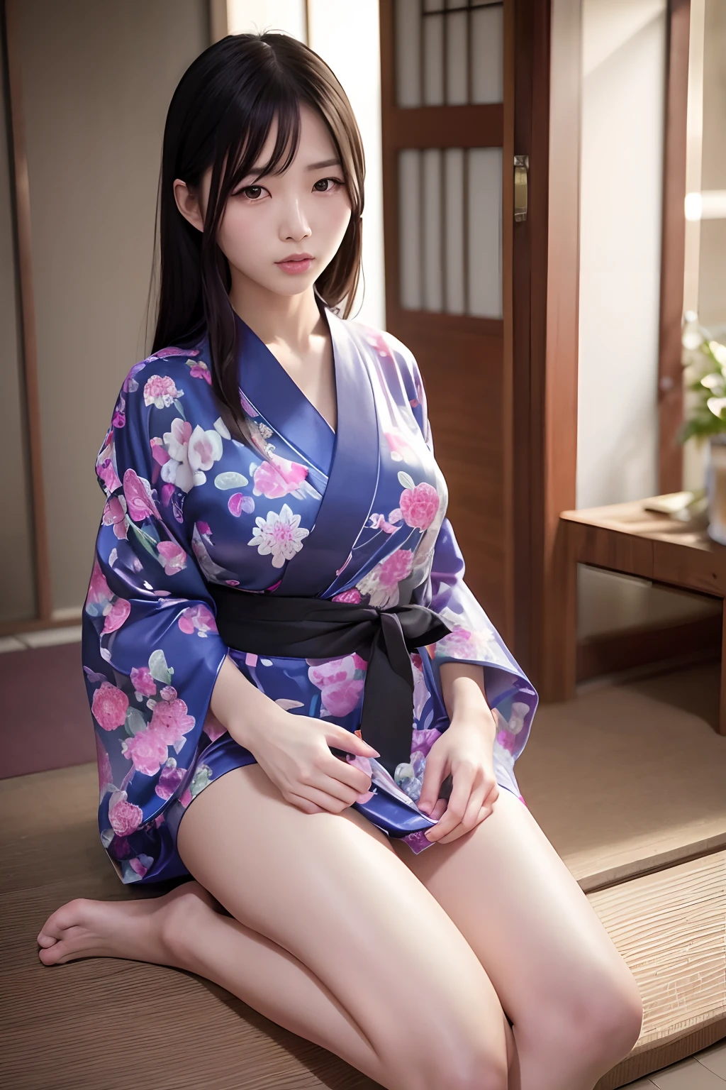 official art,master piece,best quality,high resolution,NSFW, BREAK,18-year-old,Taking off kimono Japanese room Smile