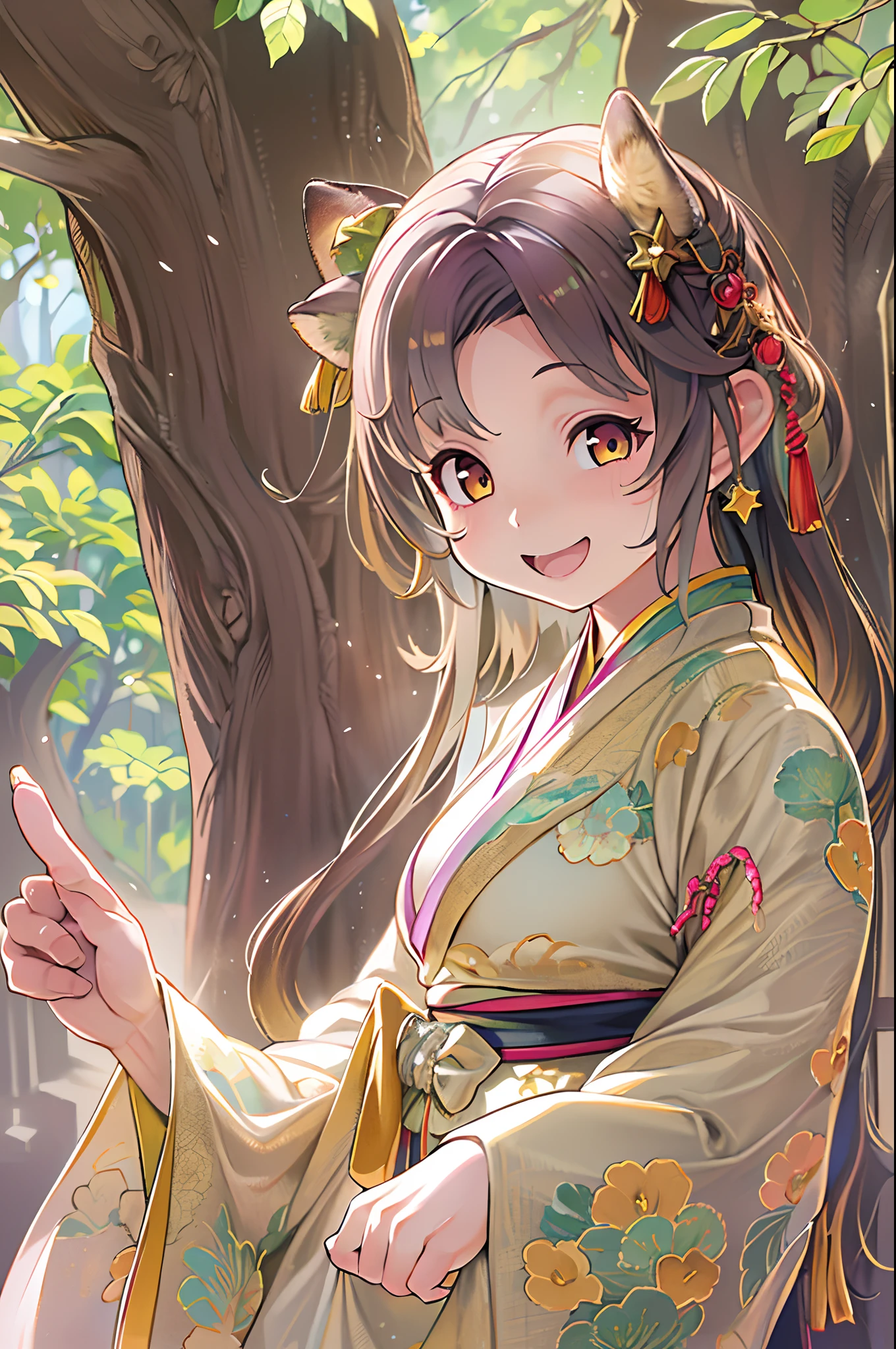 Superb quality, masutepiece, High resolution, 1girl in, blush, (Charming smile: 0.8), star eyes, Chinese Hanfu, Hair Accessories, Jewelry, Beauty, SUI_Body, Tindall Effect, Realistic, Peach Blossom Forest, Light Edge, Two-tone lighting, (High Detail Skin: 1.2), 8K UHD, Digital SLR, Soft light, High quality, Volume Lighting, Voyeur, Photo, High resolution, 4K, 8K, Background blur