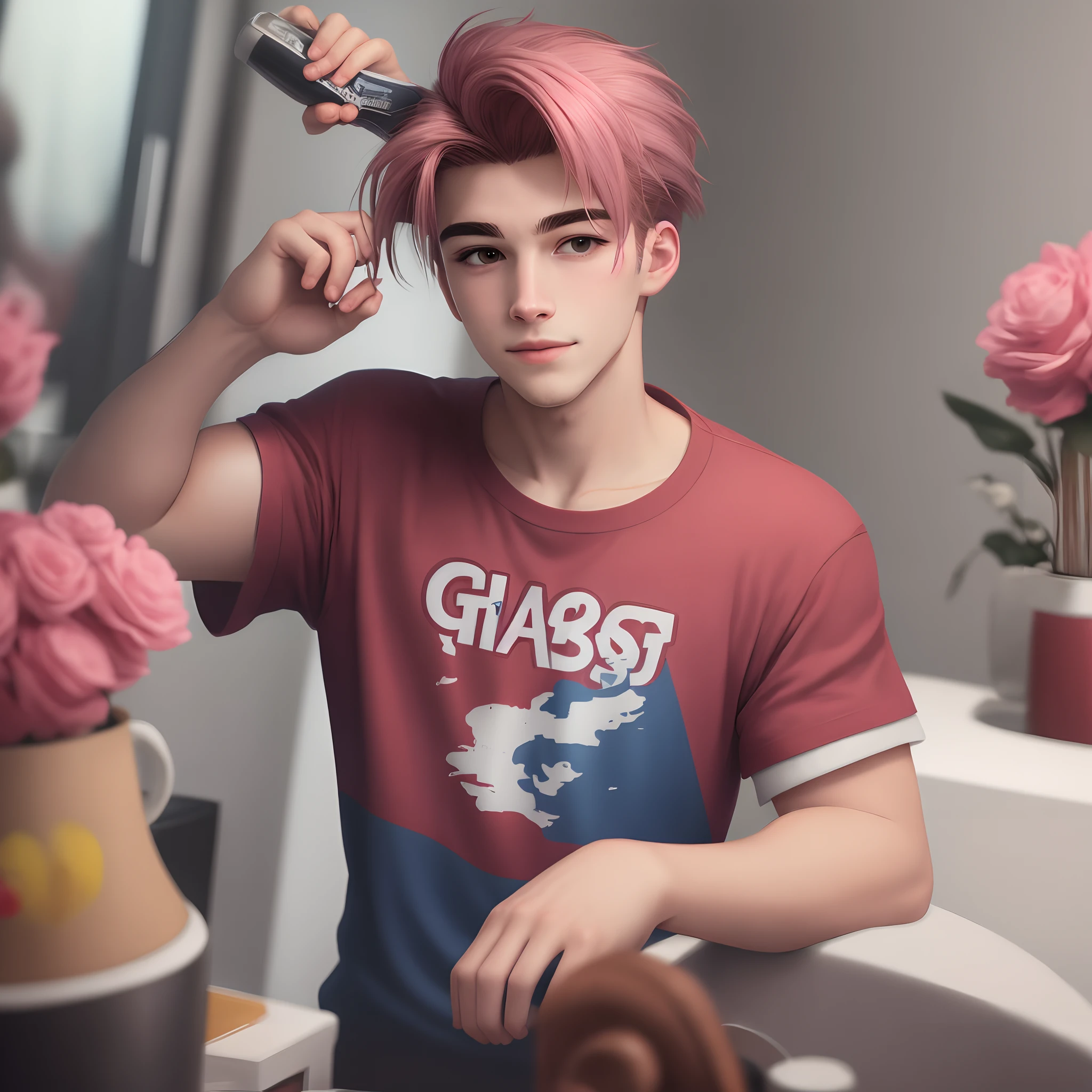 Mrbeast de cabelo rosa
