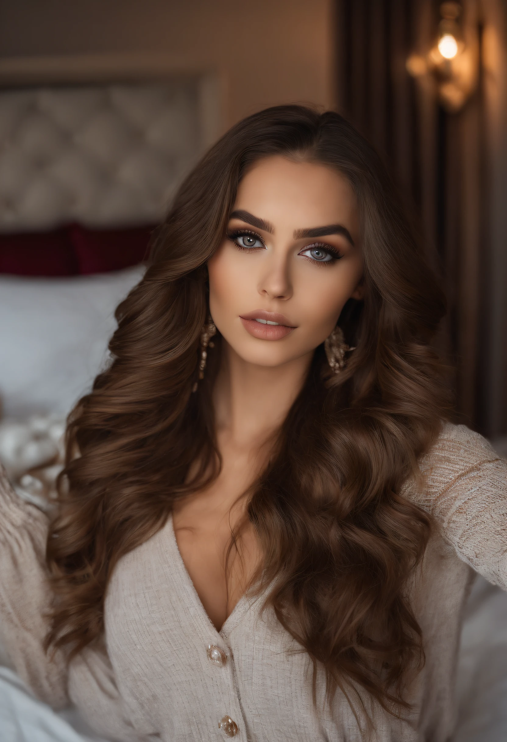 Mulher totalmente , Menina sexy com olhos azuis, cabelos ruivos,Ultra realista, meticulosamente detalhado, Retratoo, cabelos loiros e olhos grandes, Selfie de uma jovem mulher, Olhos do quarto, Violeta Myers, sem maquiagem, Maquiagem natural, staring directly at camera, Rosto com Artgram, Maquiagem sutil, Foto impressionante de corpo inteiro ajoelhado na cama, No quarto, medium to large bust, mostrando, no-bra, Descoberto,Impressionante foto de corpo inteiro em um quarto, Medium to large chest, Chest exposed, Fundos expostos, no usar nada, mostrando, shaved lower region,